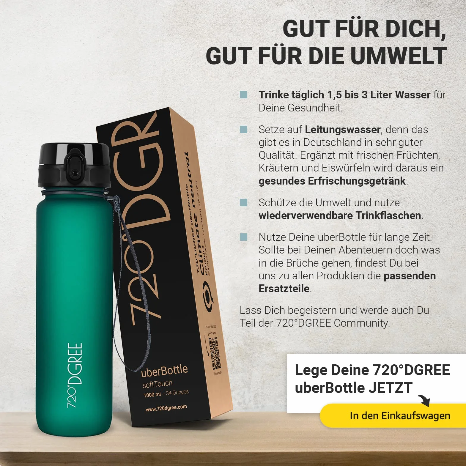 720°DGREE Butelka dla dzieci 500ml uberBottle softTouch +Sitko Szczelna Wolna od BPA Tritan Sport Fitness