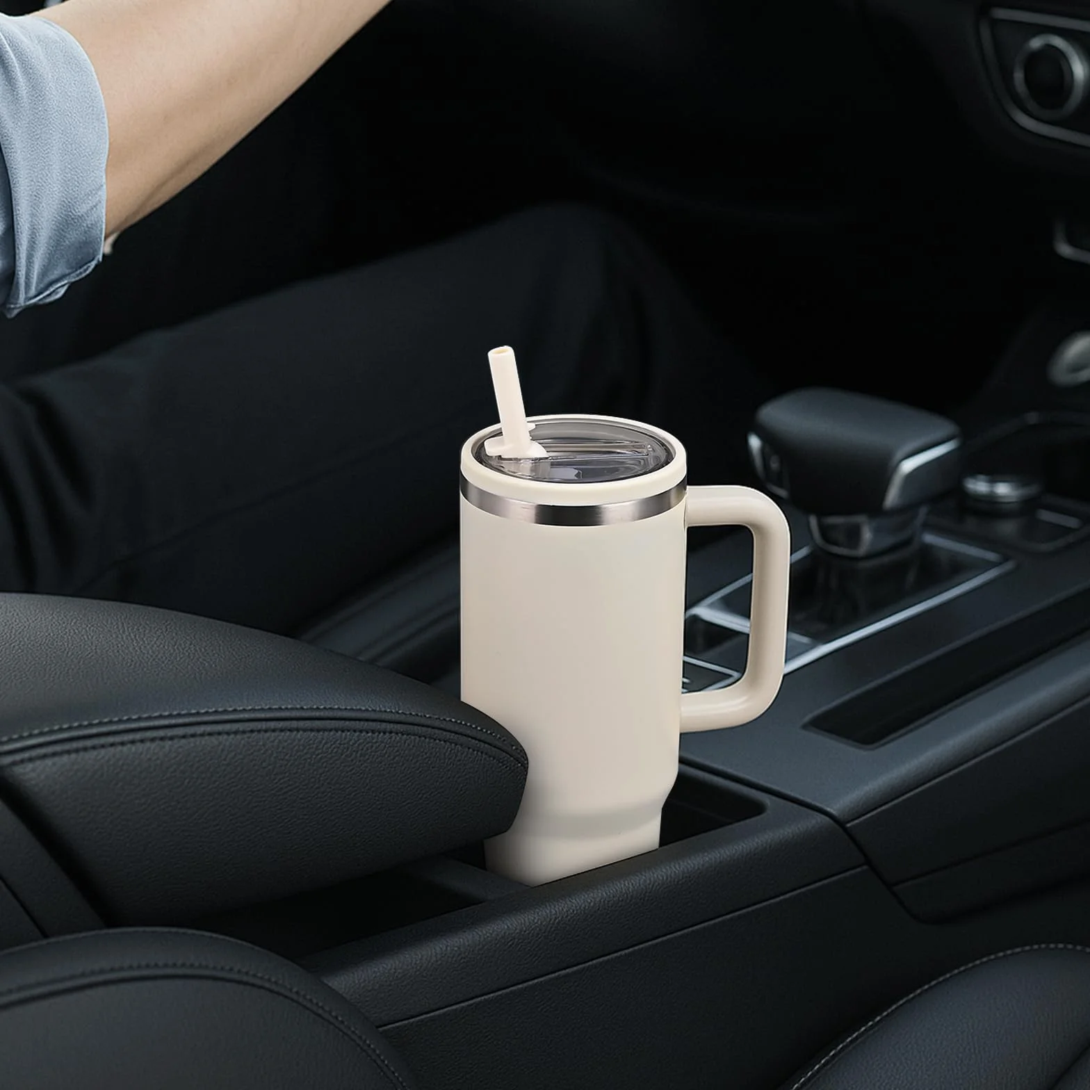 Stanley Pokrywki 40OZ(2 szt) Zapasowe, Kompatybilne z Stanley, Hydro Flask | Zestaw z 4 Słomkami + Szczotką | Wodoodporne, Szczelne, BPA Free – Do Biura, Podróży i Treningu