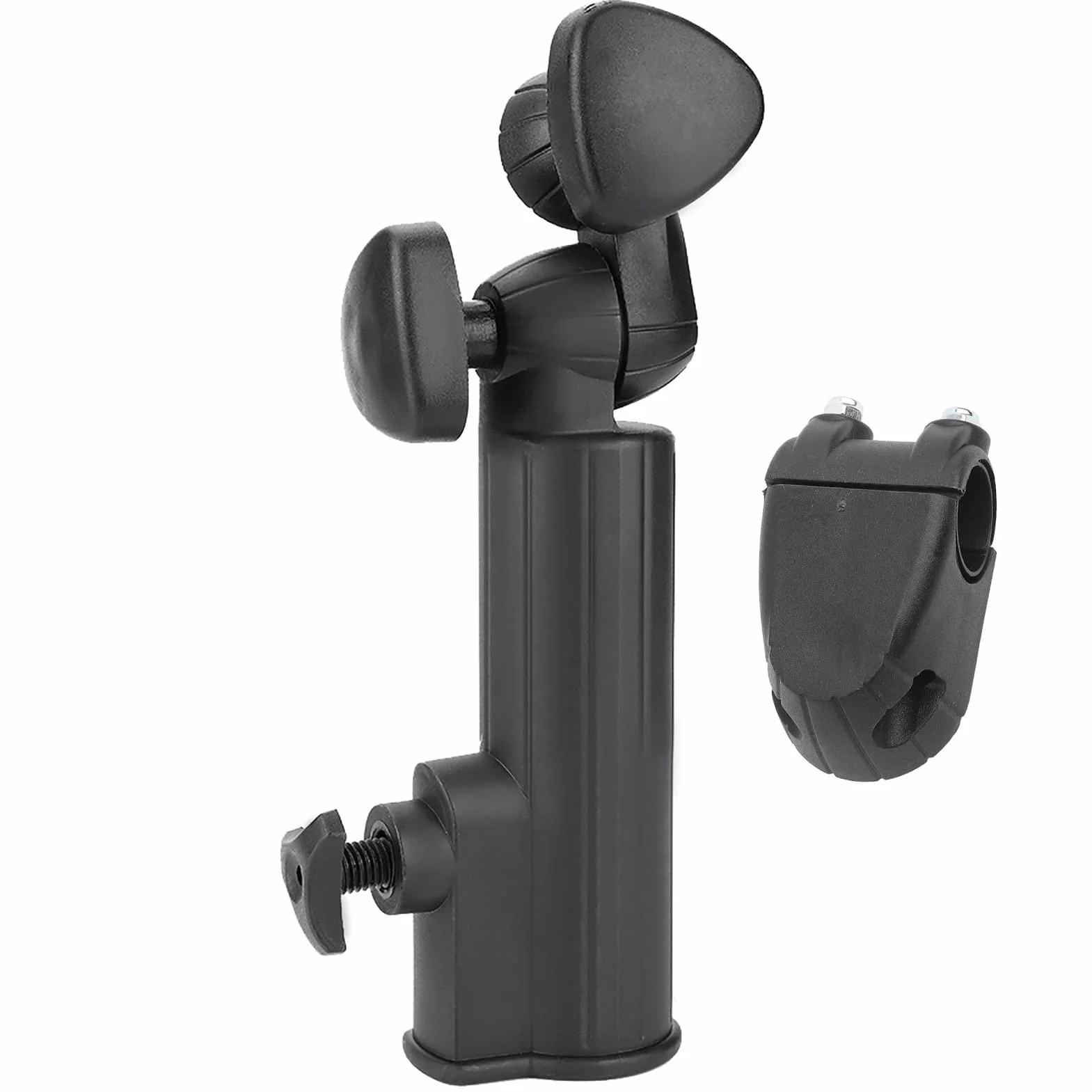 Yosoo Health Gear Wytrzymały uchwyt na parasol, uchwyt na wózek z tworzywa sztucznego, ulepszona aluminiowa podstawa, regulowany kąt 180 stopni, uniwersalny do wózka, wózka inwalidzkiego, roweru