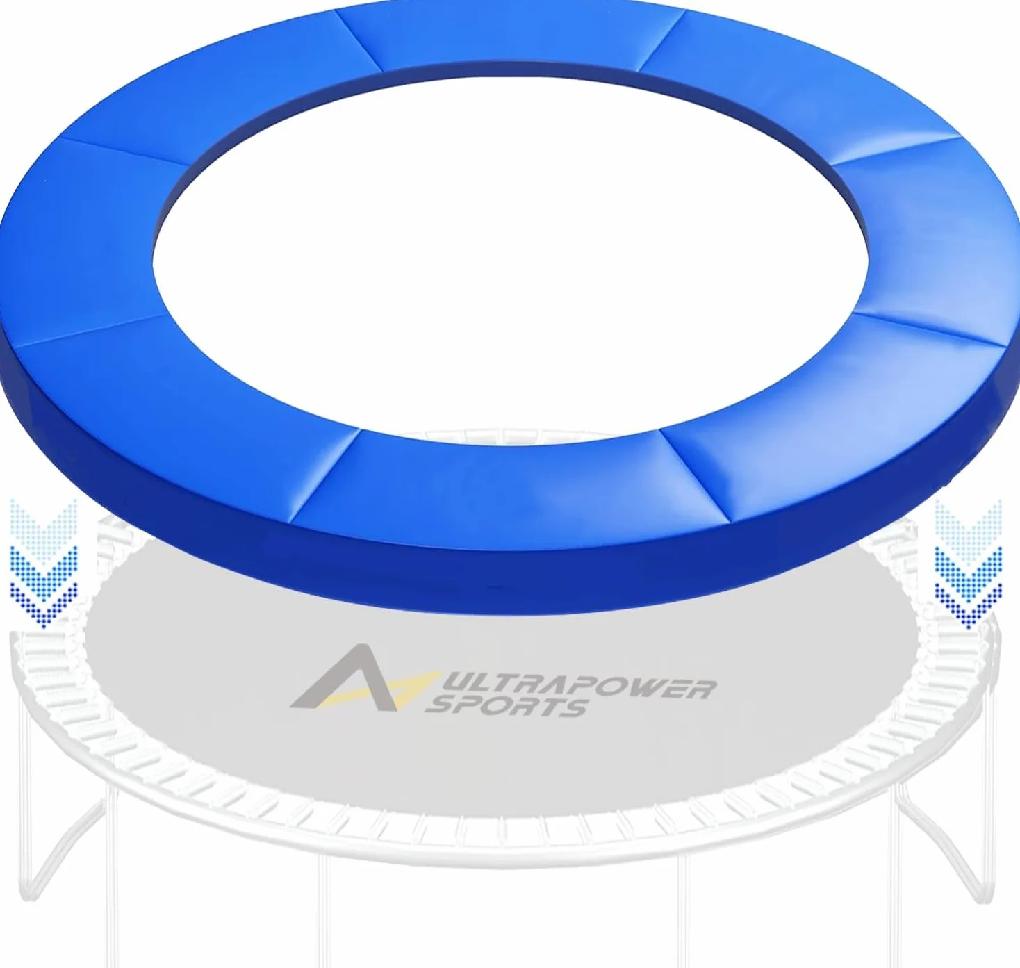 Osłona sprężyn, osłona krawędzi trampoliny 244 cm, 300 do 305 cm, 360 do 366 cm, 395 do 400 cm, 425 do 430 cm, z 6/8 drążkami, niebieska, PCW, odporna na promieniowanie UV