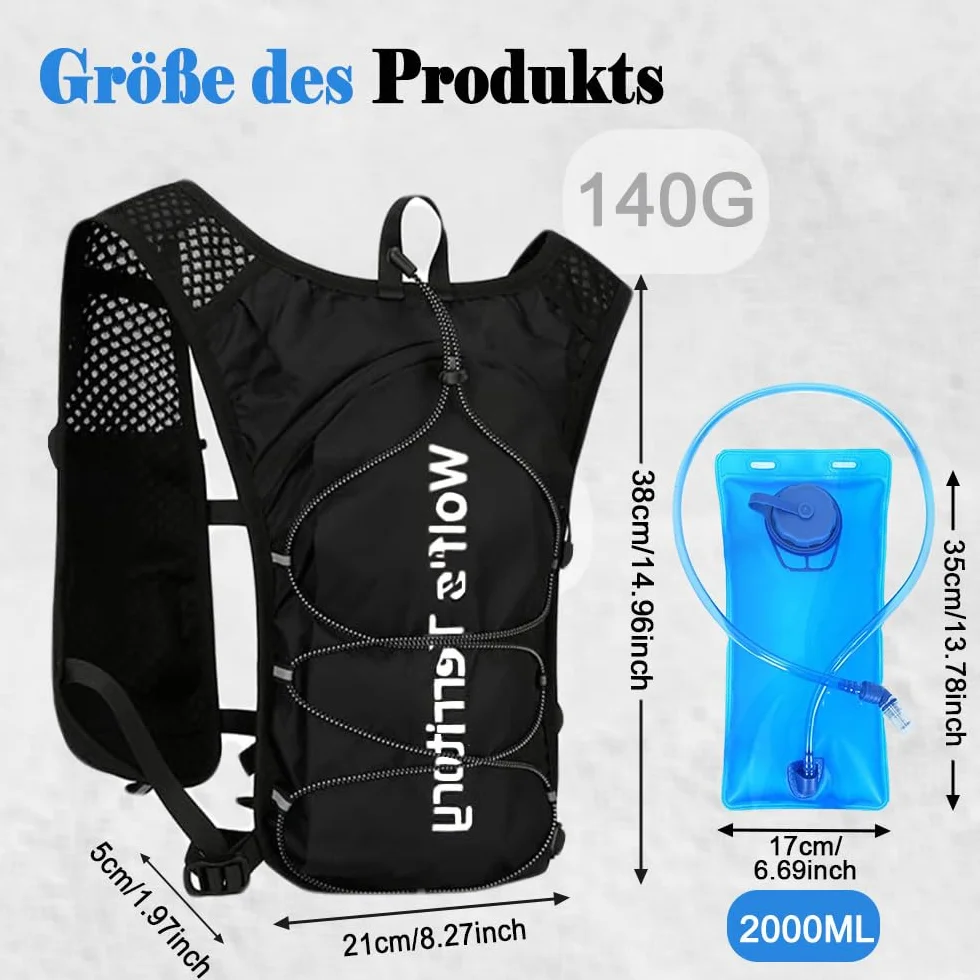 Kamizelka do biegania z bidonem 500 ml, lekki pasek z butelką, regulowany pas piersiowy, odblaskowa