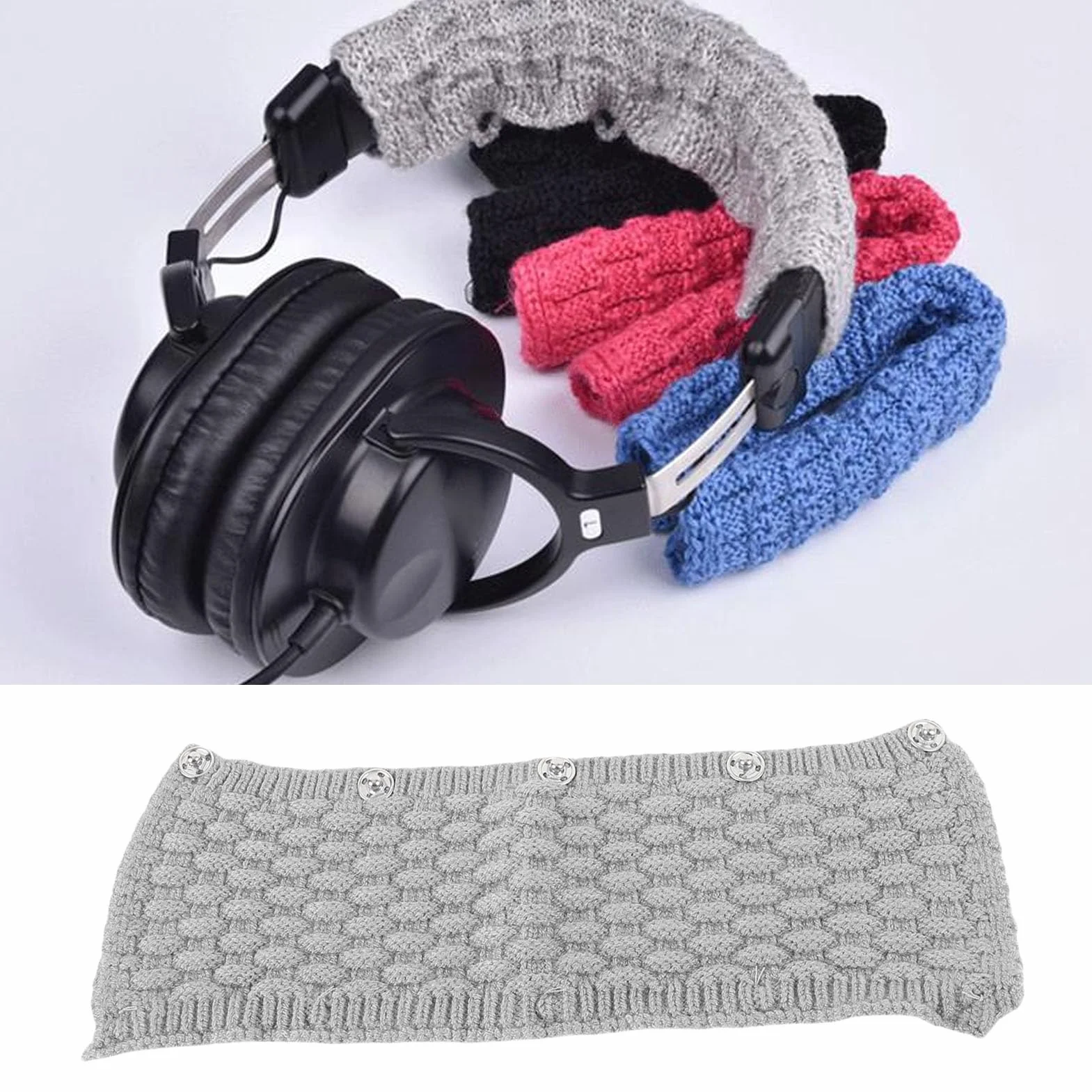 2 -pakowy Zastępujący opaskę na głowę, bawełnę z Dzianiny Premium, Pokrywa Pałąka Głowy dla Chmur dla ATH M50X dla QC35 dla WF 1000X (GREY)