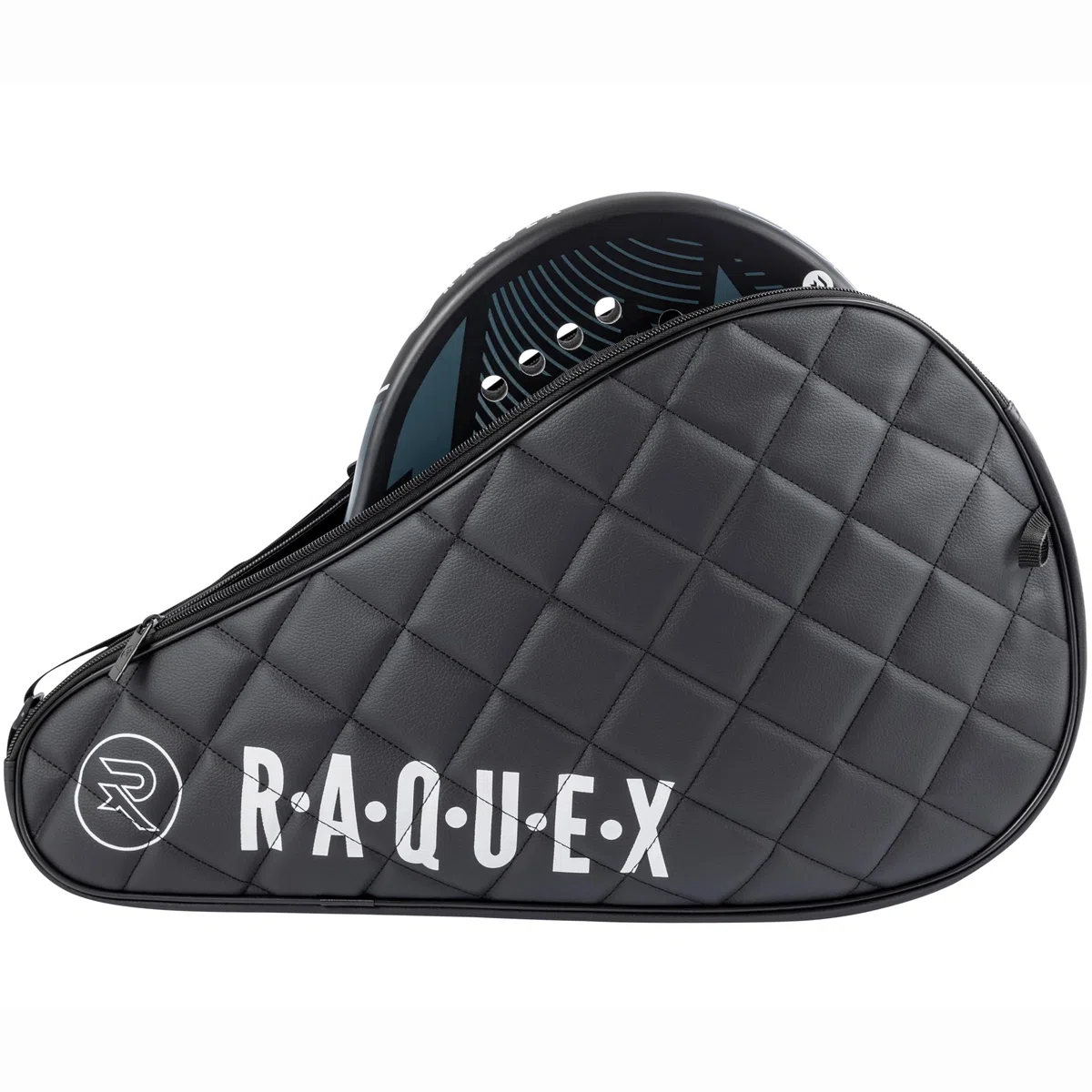 Raquex Elite Padel pokrowiec na rakietę - niebieska lub czarna na 1 rakietę - pikowana torba ze sztucznej skóry dla mężczyzn i kobiet, wyściełany ochraniacz na rakietę Padel, luksusowy prezent