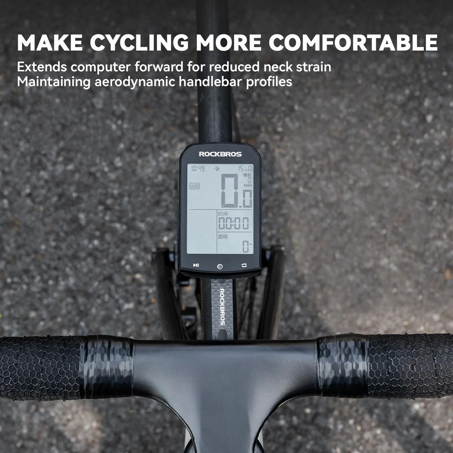 ROCKBROS Aero uchwyt na komputer rowerowy z włókna węglowego z szybkim zapięciem, przedłużka kierownicy kompatybilna z Garmin, Wahoo, Bryton, Action Cams i lampkami rowerowymi