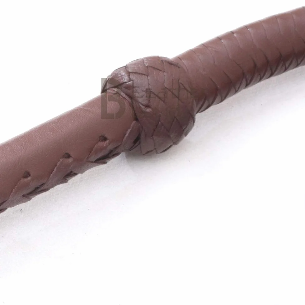 Skórzany bicz Indiana Jones 20 cm 25 m ciemnobrązowy 8 pasm bydlęcy