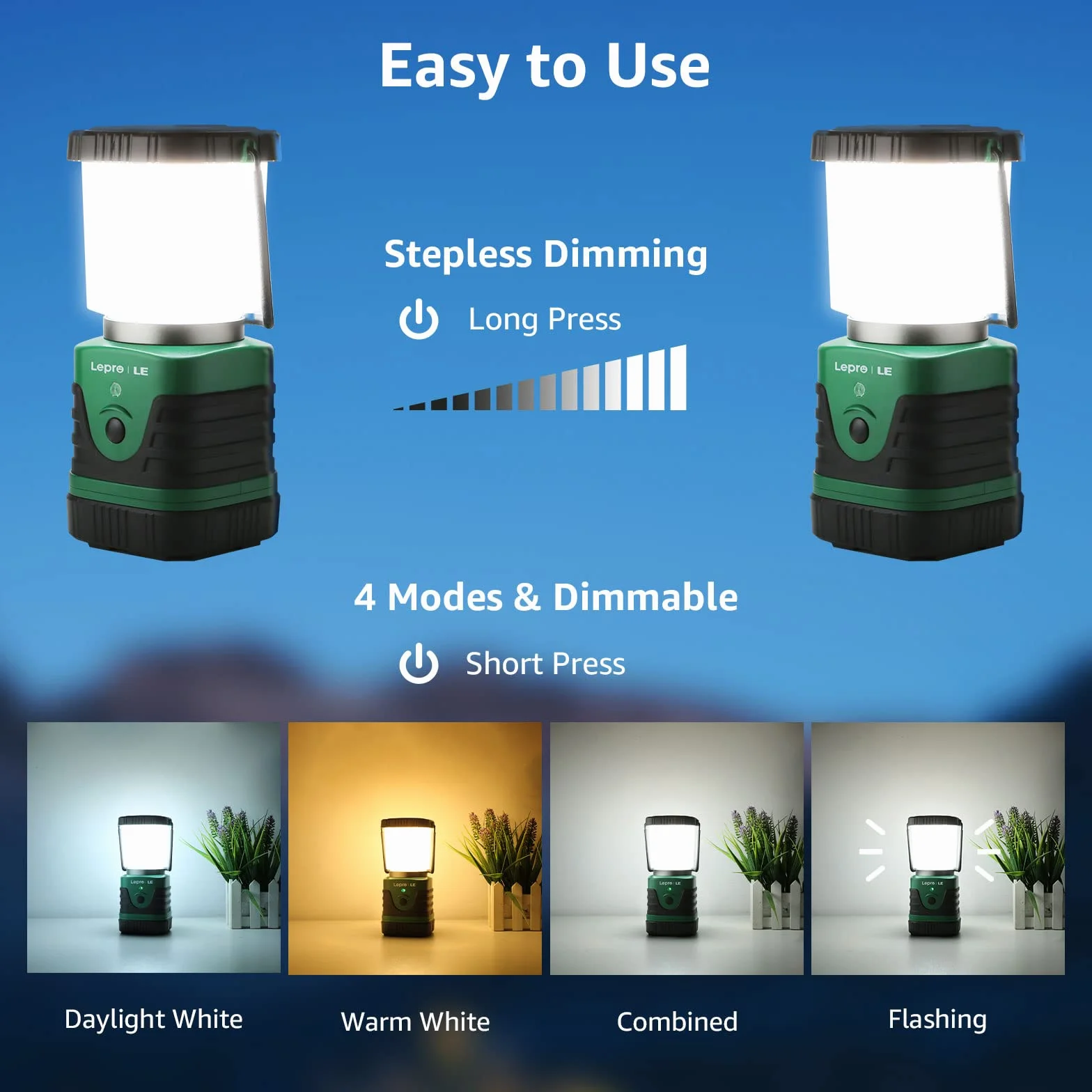LE 3300008 Lampa Kempingowa, Plastikowa, Zasilanie Bateryjne, LED 4400 mAh 10 W, Wielokolorowa, 1000lm, 1 Sztuka