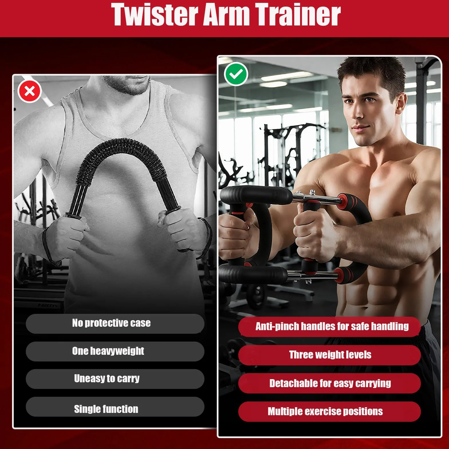 Power Twister trenażer ramion 3 poziomy oporu 30-50 kg regulowane urządzenie do budowy mięśni