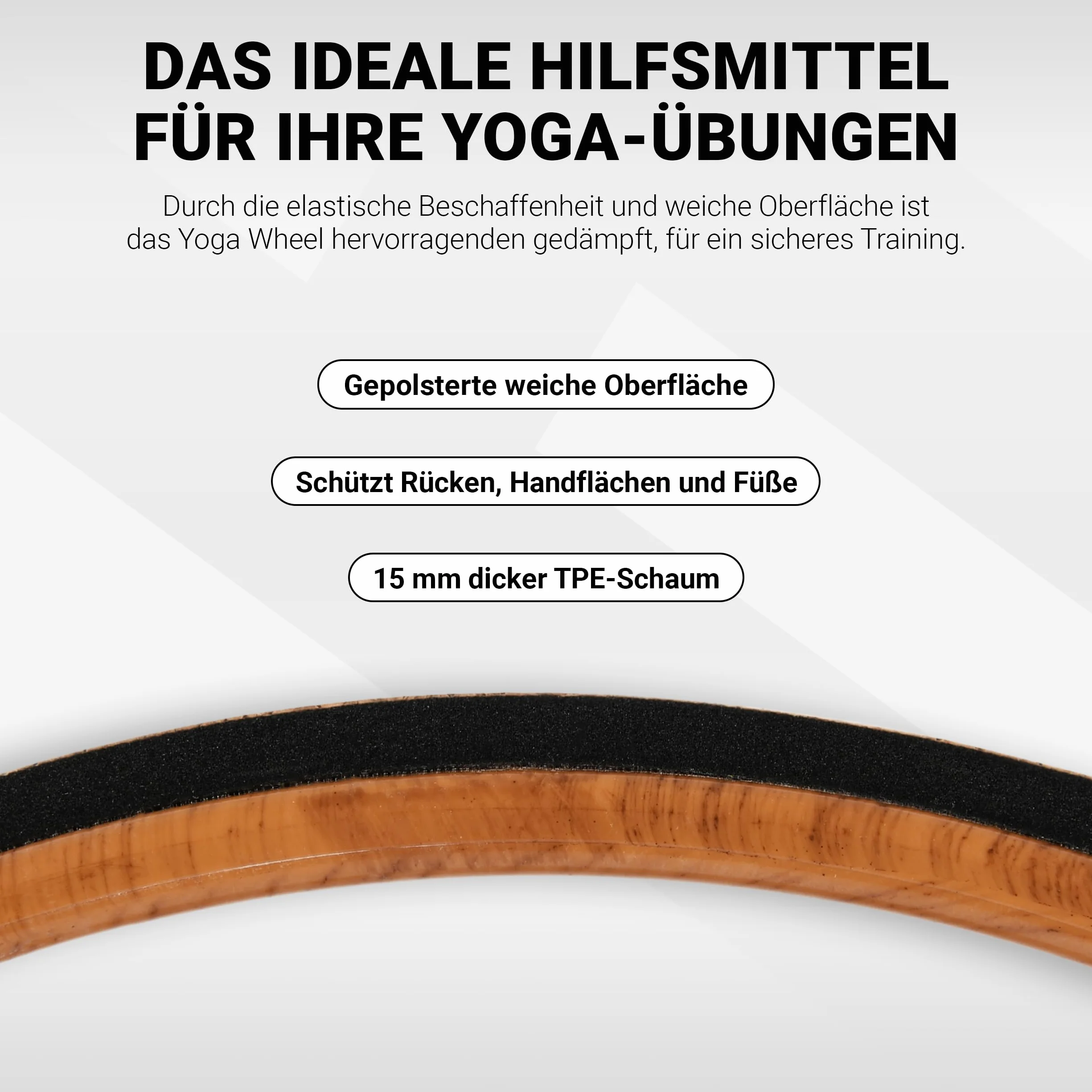 MSPORTS Yoga Wheel – Premium – narzędzie do ćwiczeń jogi | koło do jogi (drewno – kork)