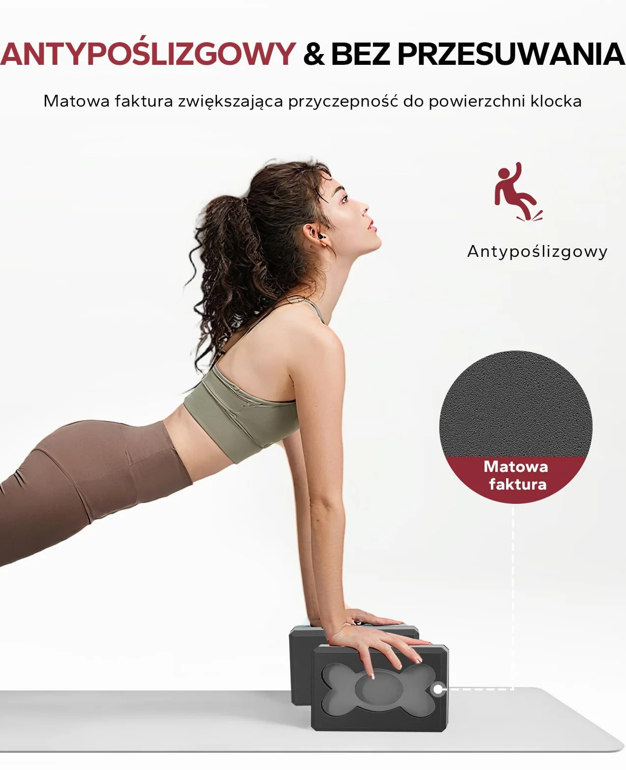 HAPBEAR 2 Klocki do Jogi – 23×15×7,5 cm EVA, Antypoślizgowe i Lekkie, Ergonomiczne, Stabilne do Pilates i Rozciągania – z Paskiem, Taśmami i Piłką do Masażu