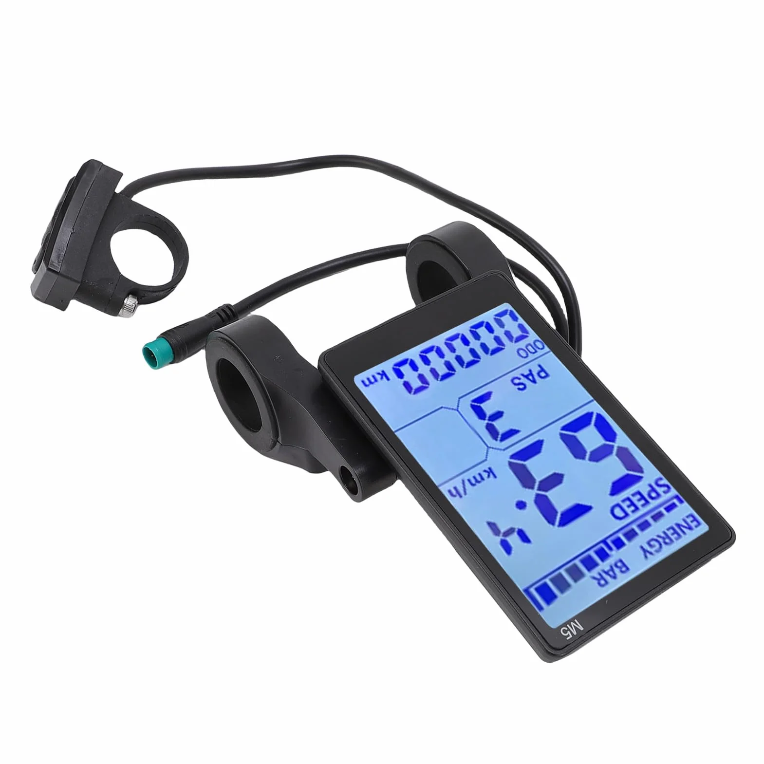 Asixxsix Wyświetlacz Roweru Elektrycznego, Wodoodporne Złącze 5-pinowe Prędkościomierz Rowerowy Kompatybilny z kierownicą 22,2 Mm, Licznik Rowerowy z Monitorowaniem Danych w Czasie Rzeczywistym dla