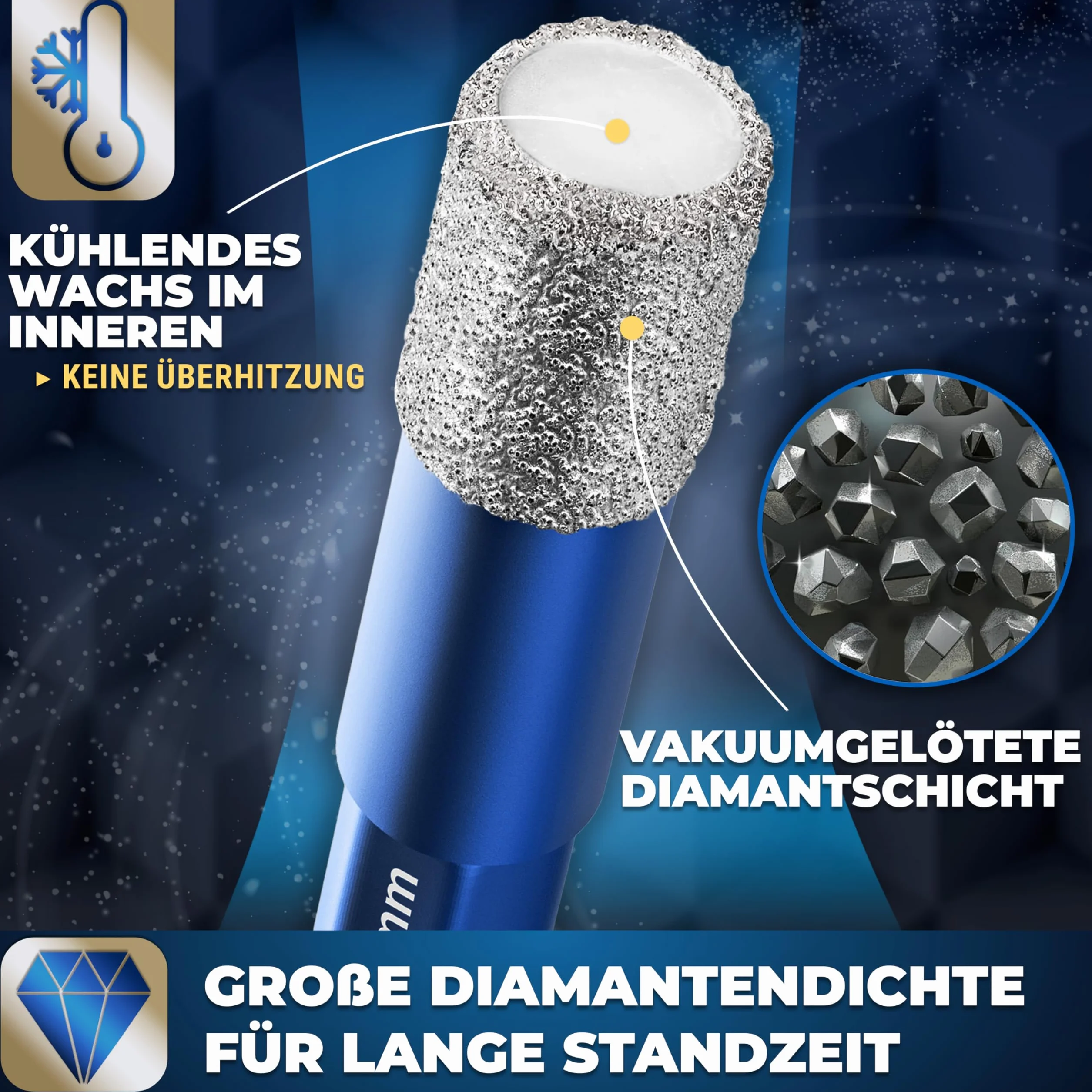 S&R 2-częściowy zestaw wierteł diamentowych 6 mm do płytek, szkła, ceramiki, granitu