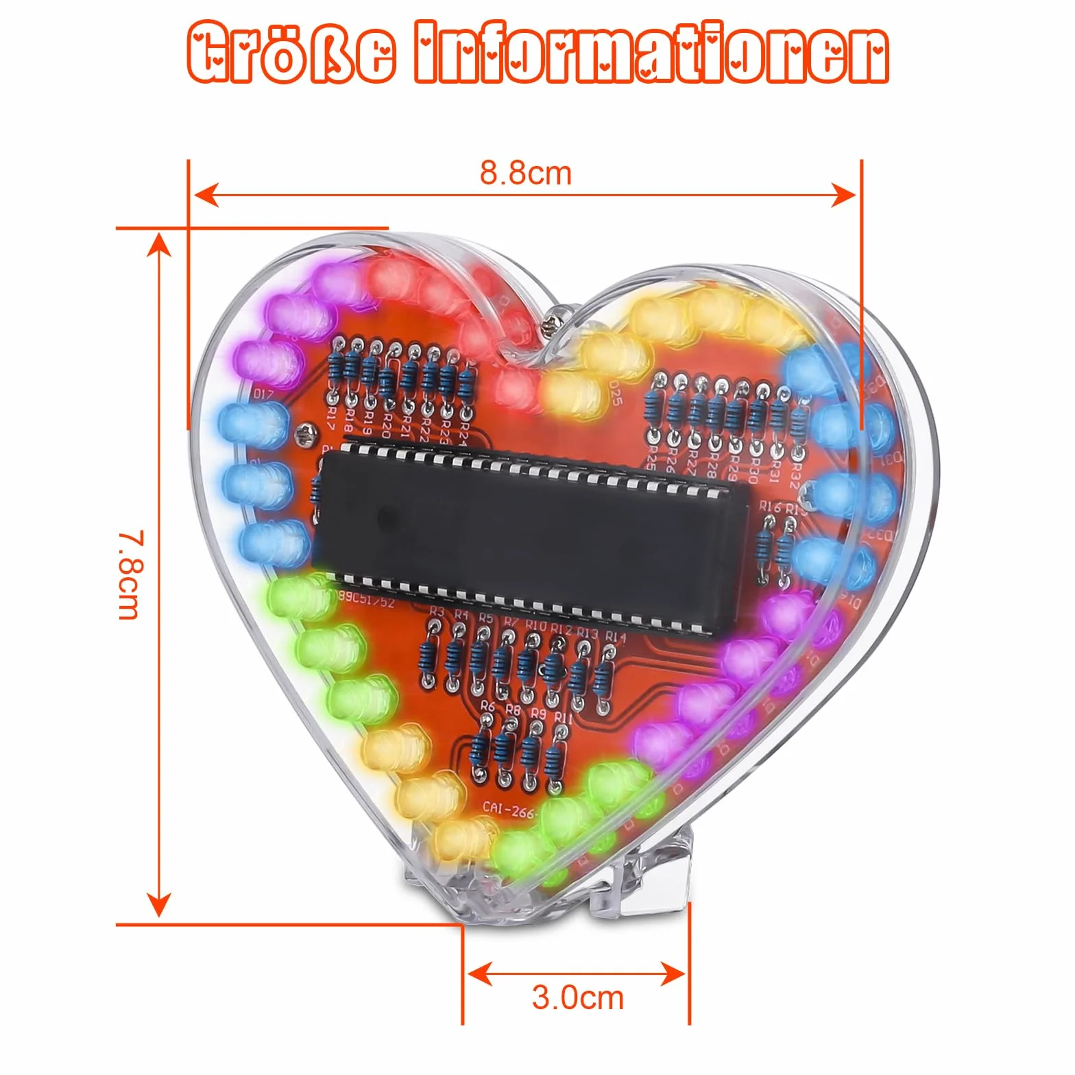 PEMENOL Zestaw lutowniczy RGB LED w kształcie serca SMT/SMD DIY do nauki lutowania