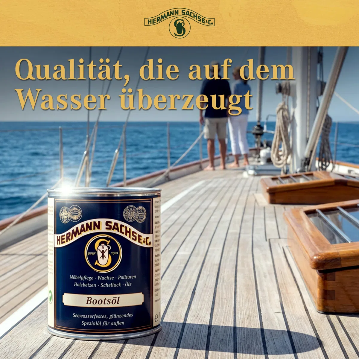 Hermann Sachse Yacht- und Bootsöl farblos - 750ml - Pflegeöl für Dein Boot - witterungsbeständiges, glänzendes Holzöl - Effektiver Holzschutz - Langanhaltendes Pflegeöl für Außen - Made in Germany