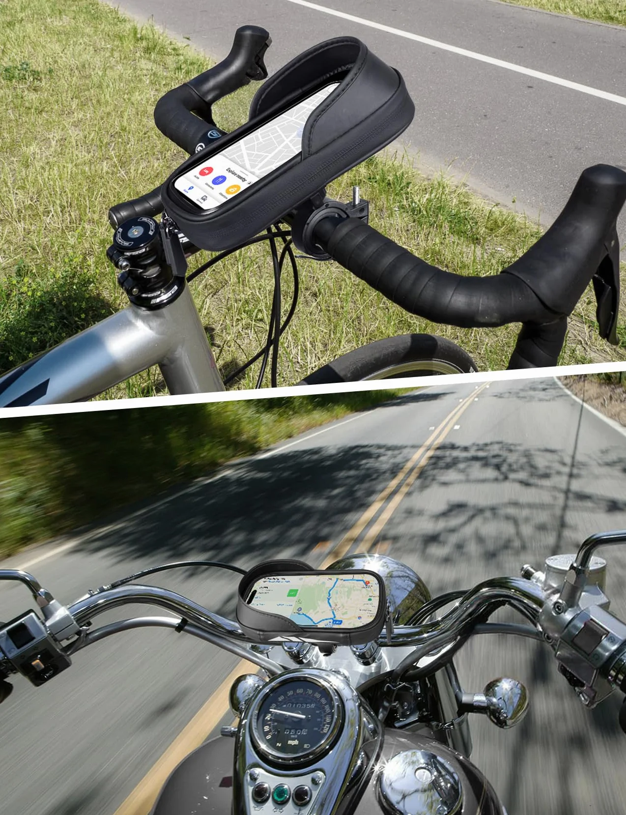 Vitalismo Torba na kierownicę rowerową, wodoodporny rower motocyklowy uchwyt na telefon z osłoną przeciwdeszczową obrót 360 ekran dotykowy uchwyt na telefon rower górski torba na kierownicę rowerową