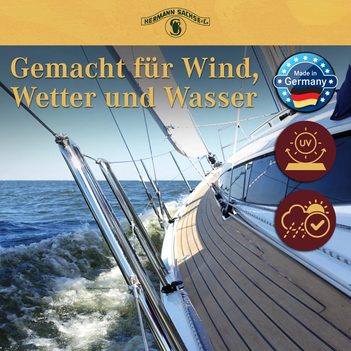 Hermann Sachse Yacht- und Bootsöl farblos - 750ml - Pflegeöl für Dein Boot - witterungsbeständiges, glänzendes Holzöl - Effektiver Holzschutz - Langanhaltendes Pflegeöl für Außen - Made in Germany
