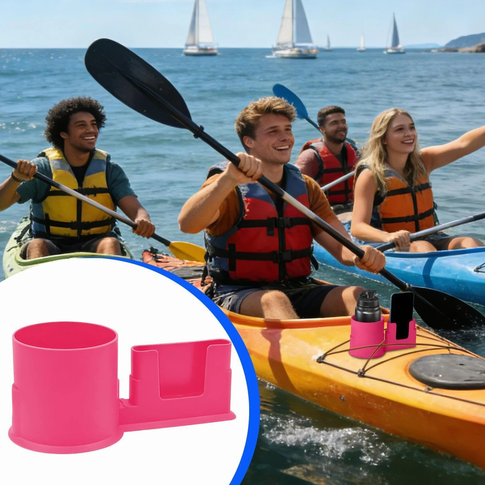 Uchwyt na kubek do łodzi, obrotowy system mocowania 360, uniwersalny zestaw kołyski na telefon, ABS Marine Clamp Design, deska do wiosłowania, zestaw uchwytów na akcesoria kajakowe, wędkarstwo żaglowe