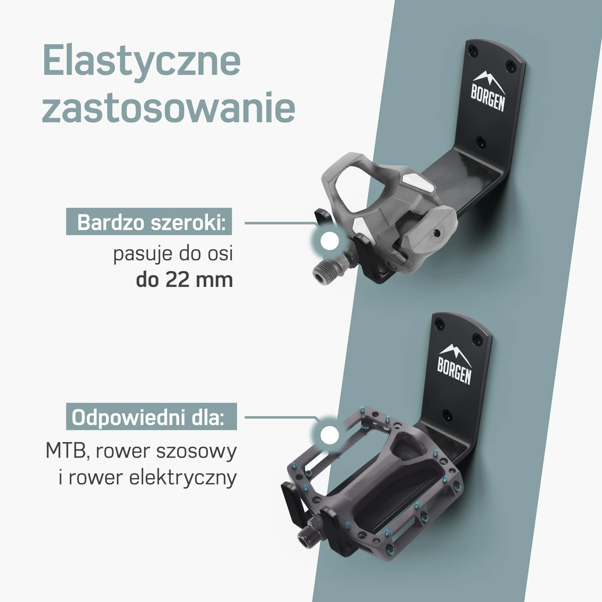 Borgen uchwyt ścienny do roweru o nośności 30 kg - uchwyt ścienny do roweru elektrycznego, MTB i szosowego