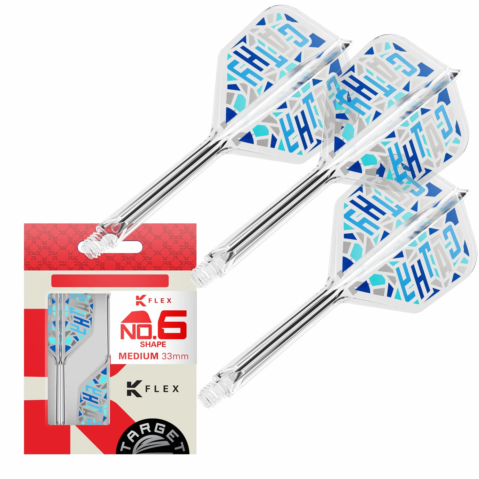 Target Japan Charis 2025 K Flex Dart Flights & Shaft System, No.2 Standard/No.6 Shape | Zestaw 3 K-Flex All-in-One Flight, Cathy Leung Akcesoria | K-Flex Dart Stem Short/Intermediate/Medium