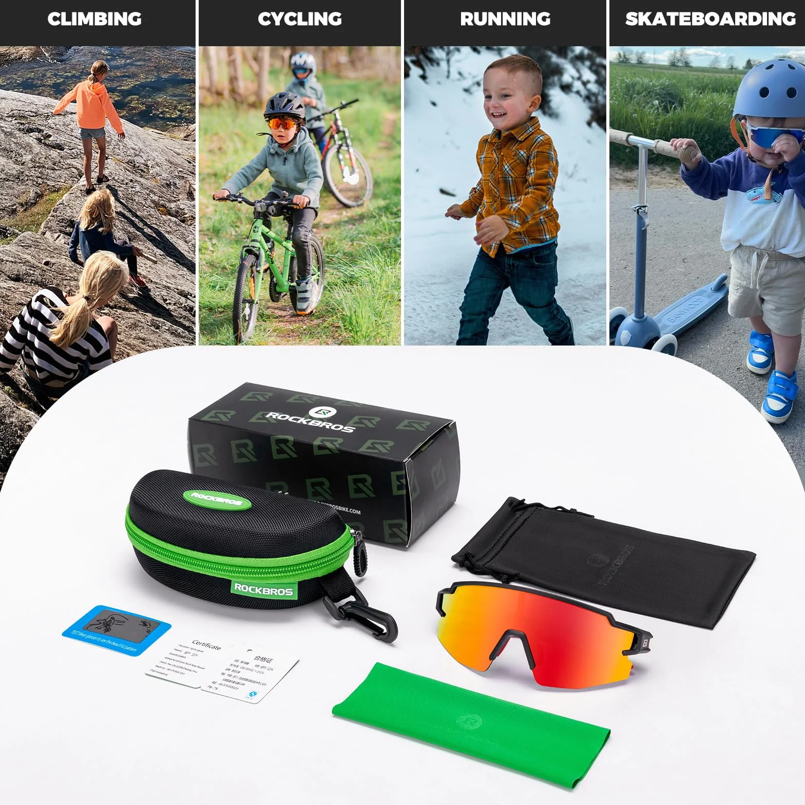 ROCKBROS Okulary Rowerowe Dla Dzieci, Polaryzacyjne Przeciwsłoneczne UV400 TR90