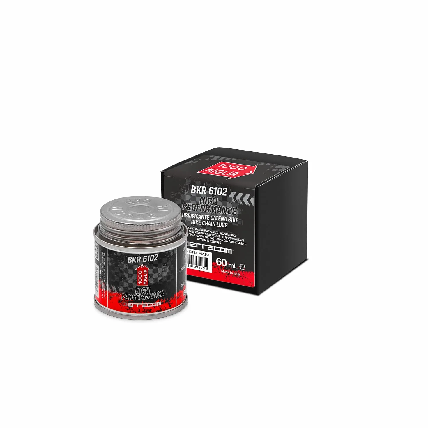 1000 Miglia BKR 6102 HIGH PERFORMANCE Smar do Łańcucha Rowerowego do użytku profesjonalnego - 60 ml, w każdych warunkach, Fluorescencyjny, Pojemnik All-In-One z Pędzelkiem