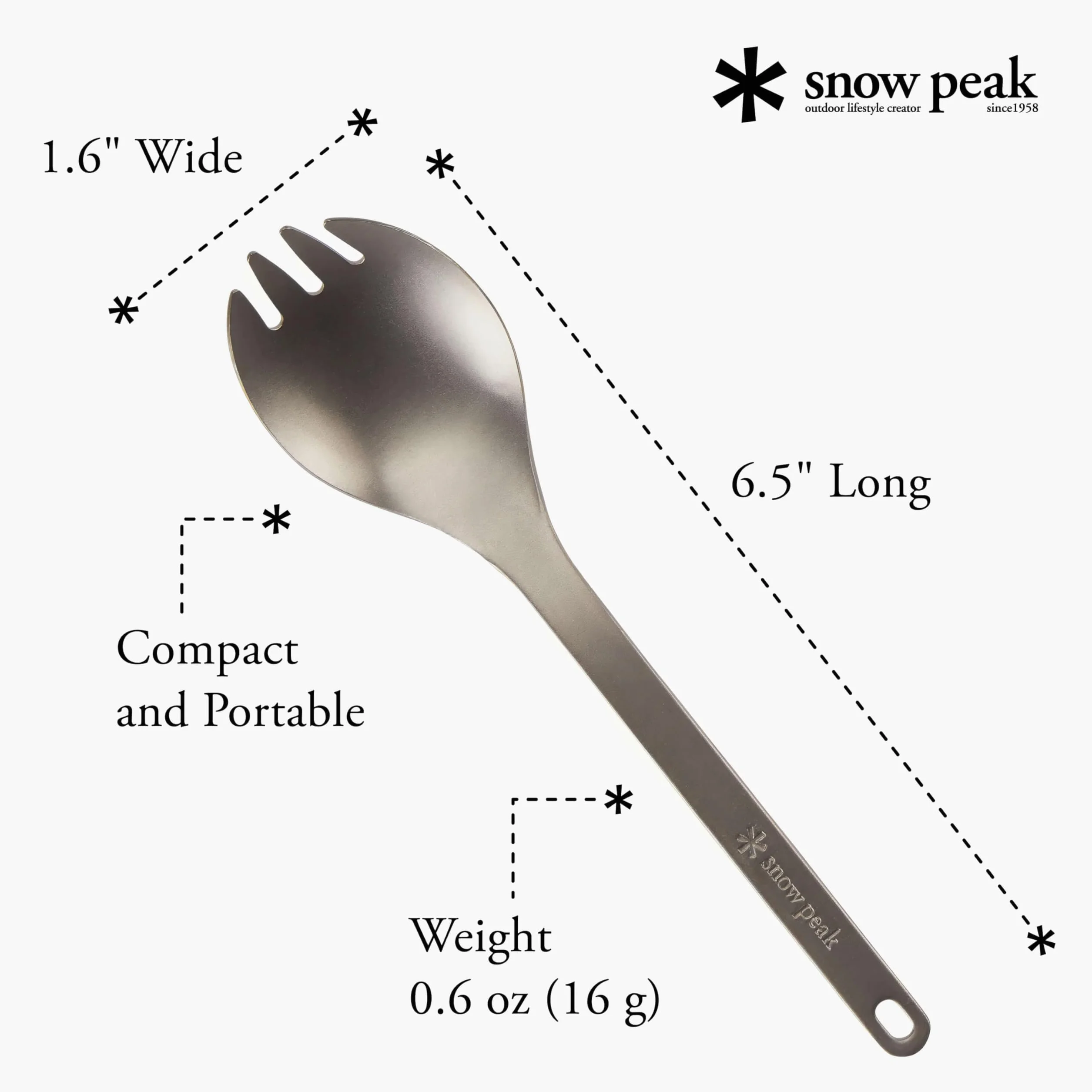 Snow Peak SCT-004 tytanowa Spork, lekka, kompaktowa na kemping