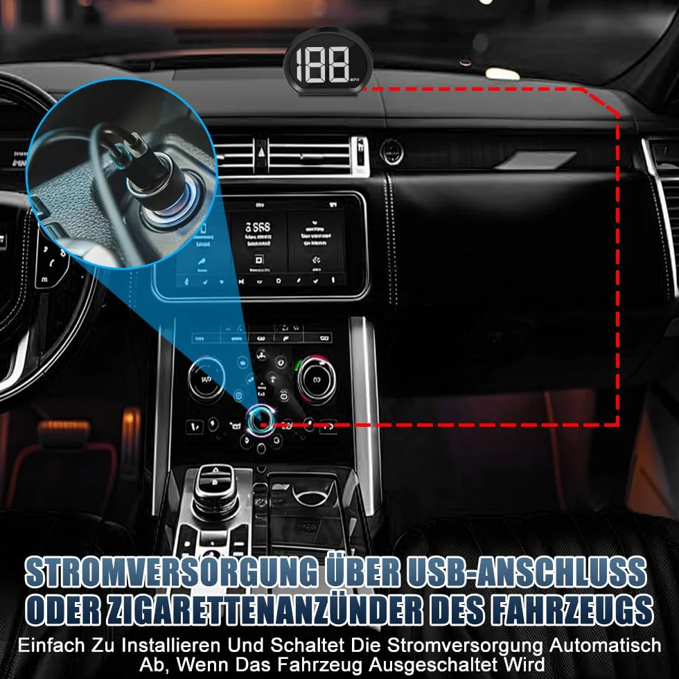 Cyfrowy speedometr, GPS tachometr HUD, cyfrowy miernik prędkości samochodu, duży wyświetlacz czcionki, zasilany przez USB, GPS, Beidou, podwójny chip do wszystkich pojazdów, przyłącze (biały