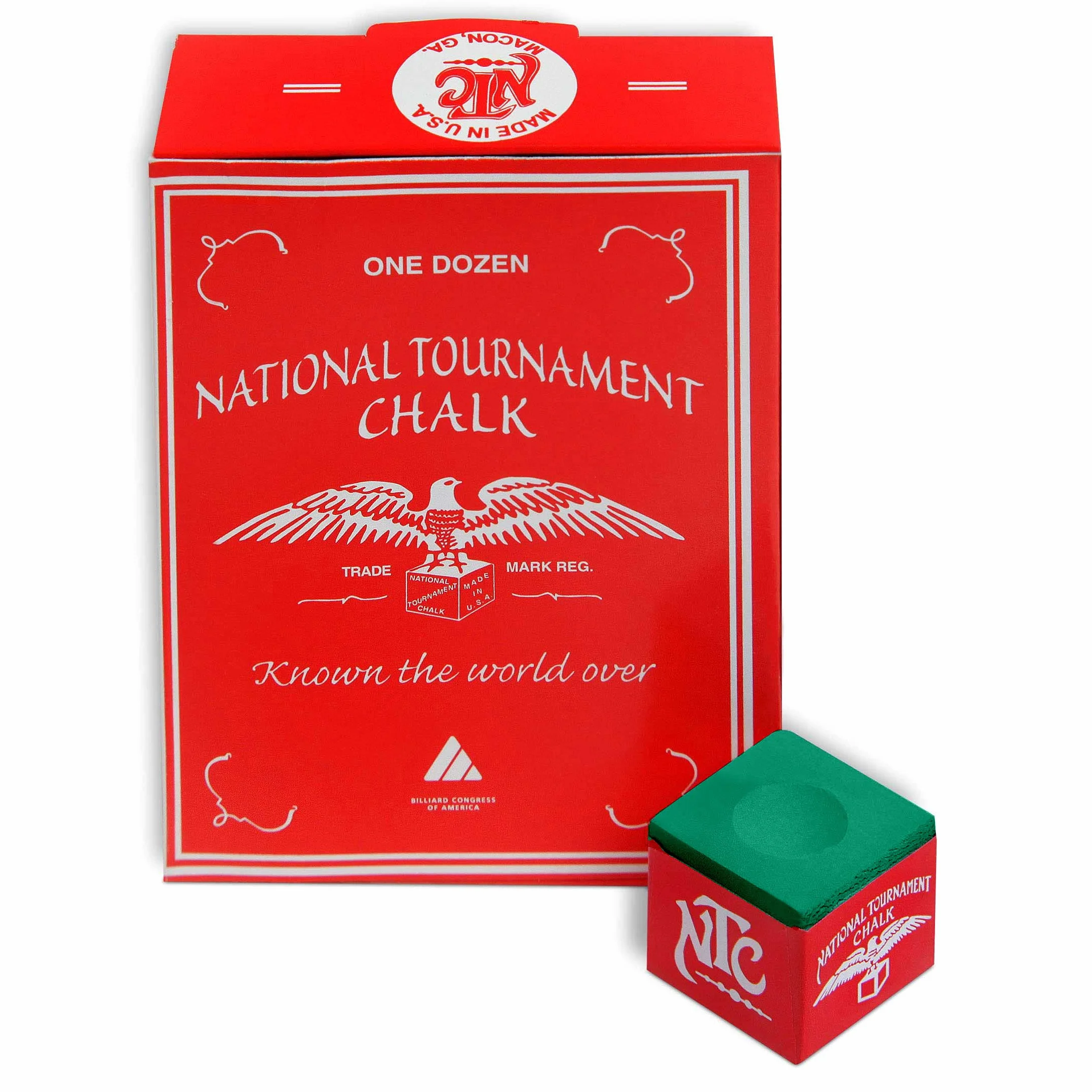 Silver Cup National Tournament Pool Cue Bilard Premium Chalk - ONE Tuzin (turniejowa zieleń)