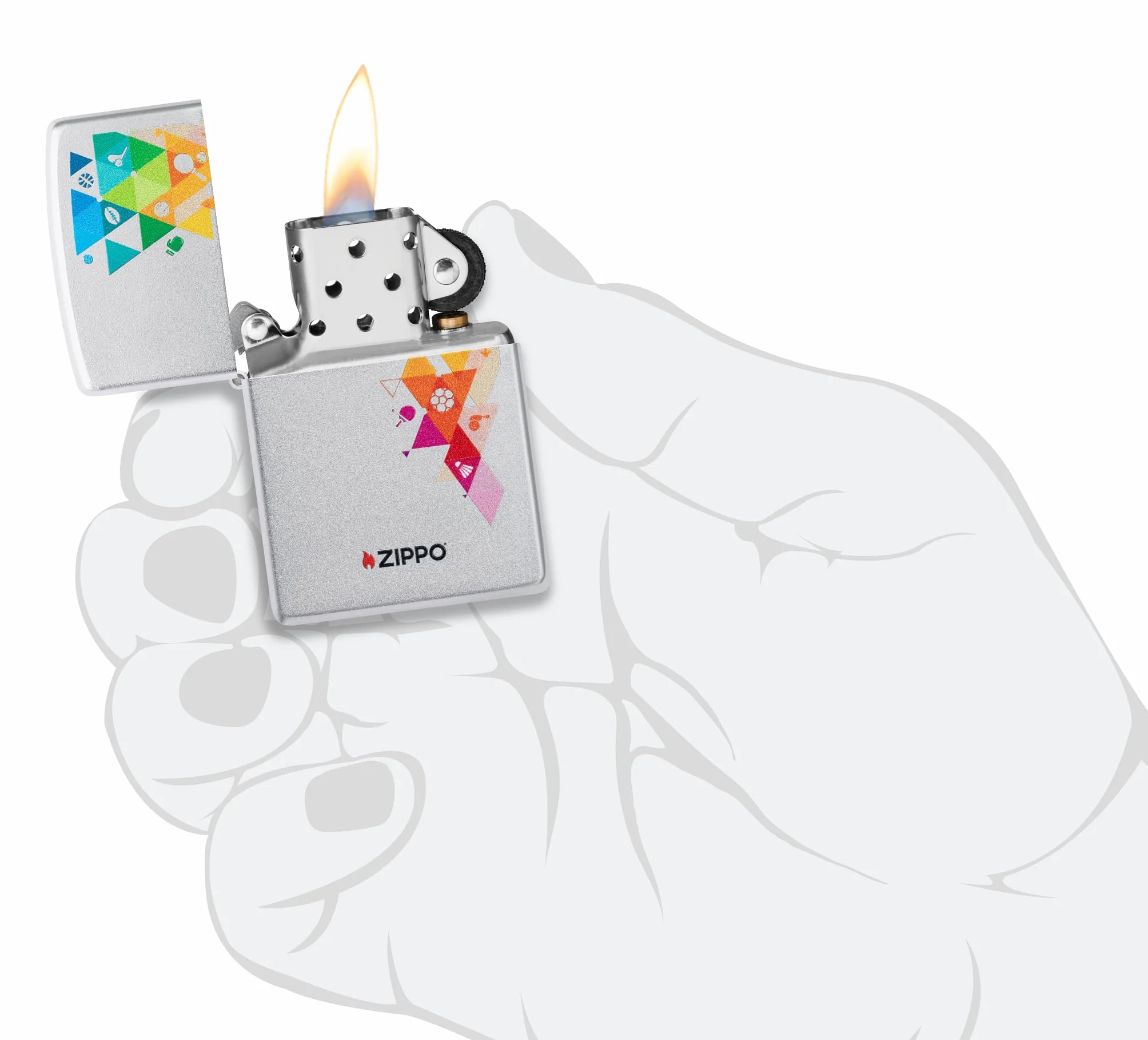 Zippo Sports Icons Zapalniczka Sztormowa, Kolorowy Nadruk, do Napełniania, Wielokrotnego Użytku, Wiatroodporna Konstrukcja, Pudełko na Prezent, Wykonano w USA, Kolor Satynowy Chrom (Satin Chrome)