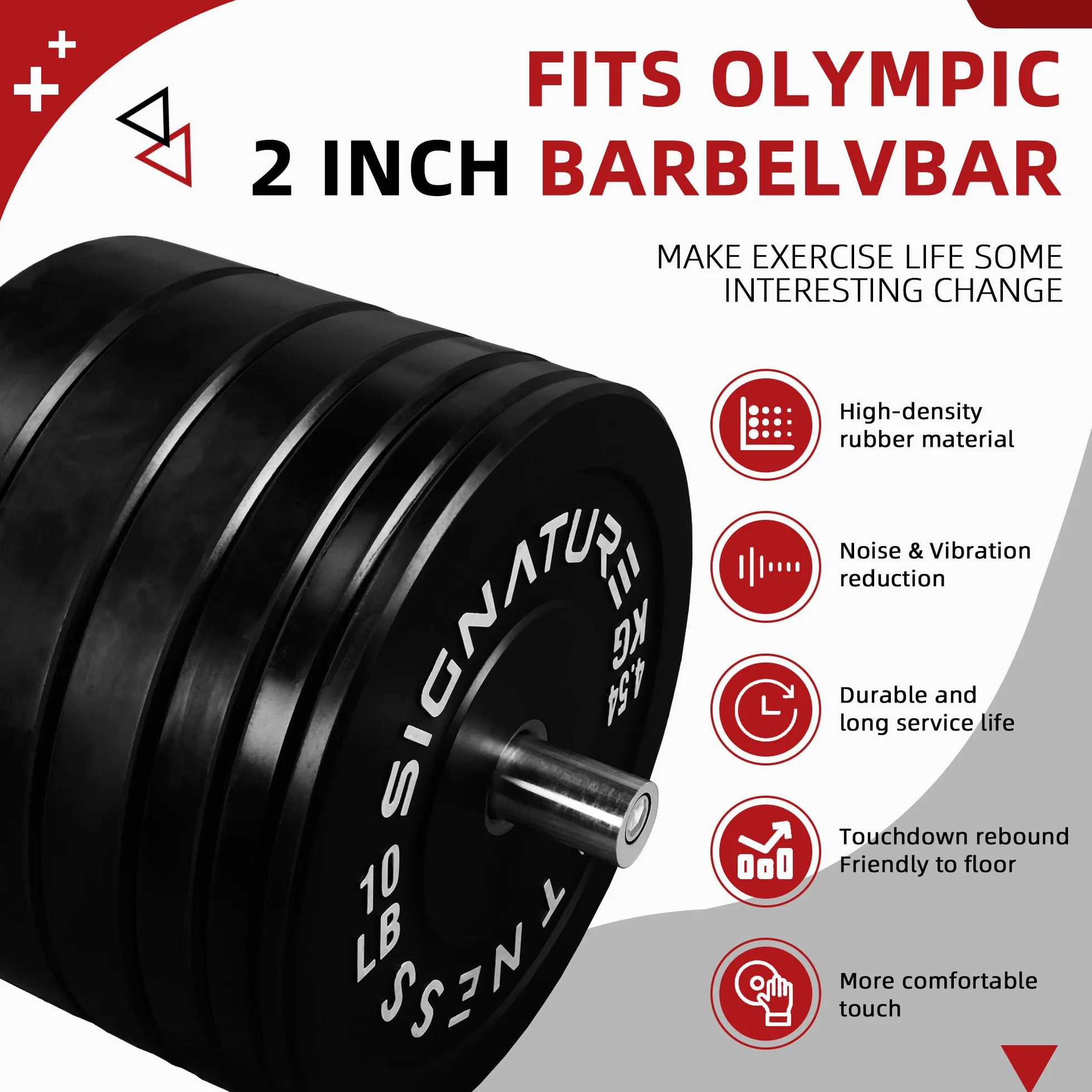 Fitvids - Olimpijskie płyty zderzakowe, 5 cm tarcze obciążające do treningu siłowego i podnoszenia ciężarów, par, gier lub gier z drążkiem o długości 2,15 m, wiele opcji