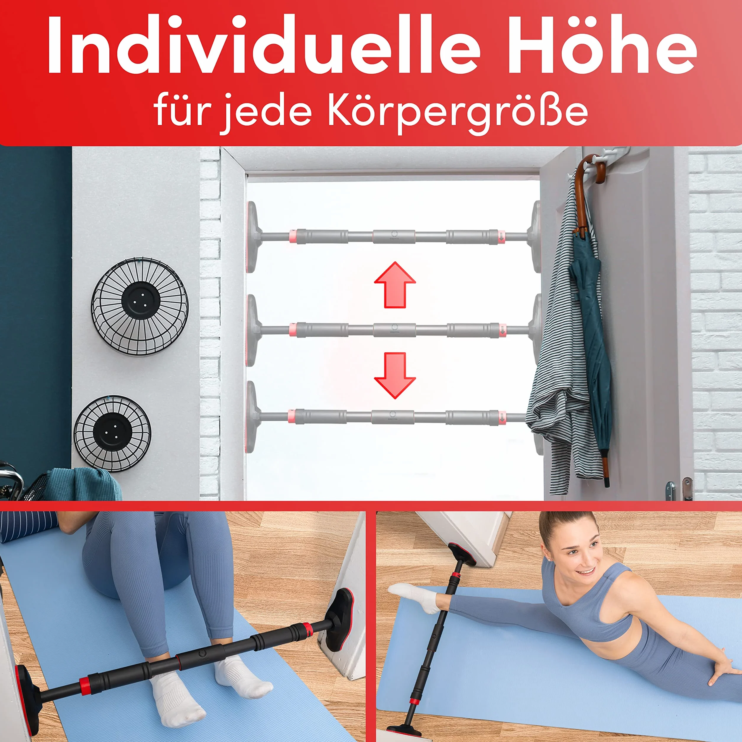 STREYDA® Premium Drążek do Podciągania z Gear-Lock, w Ramie Drzwi, Wysokiej Jakości Stal Nierdzewna i Pianka, Szybki i Łatwy Montaż