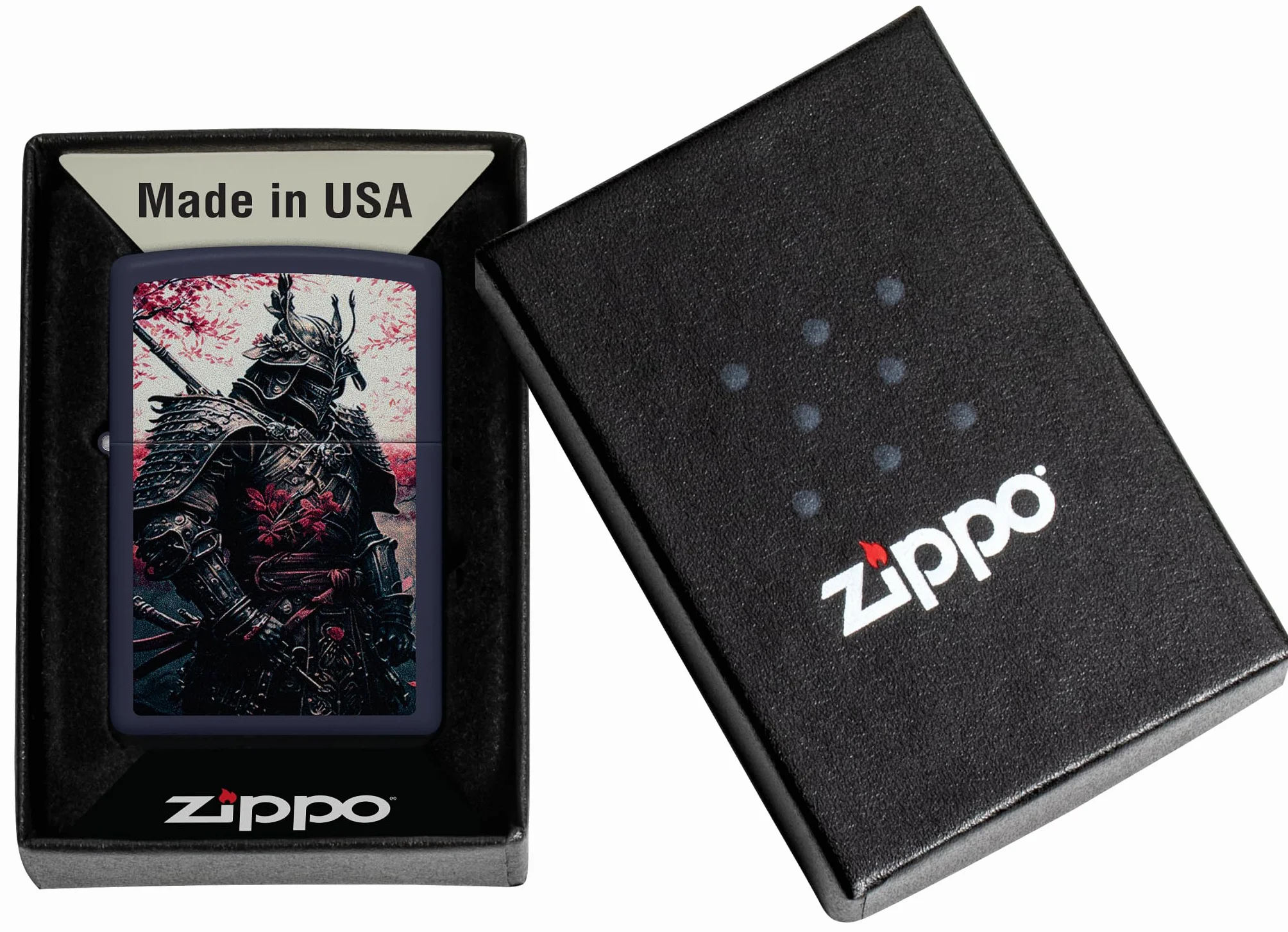 Zippo Samurai Warrior Zapalniczka Sztormowa, Wiatroodporna, Wielokrotnego Użytku, Granatowy Matowy, Wykonano w USA