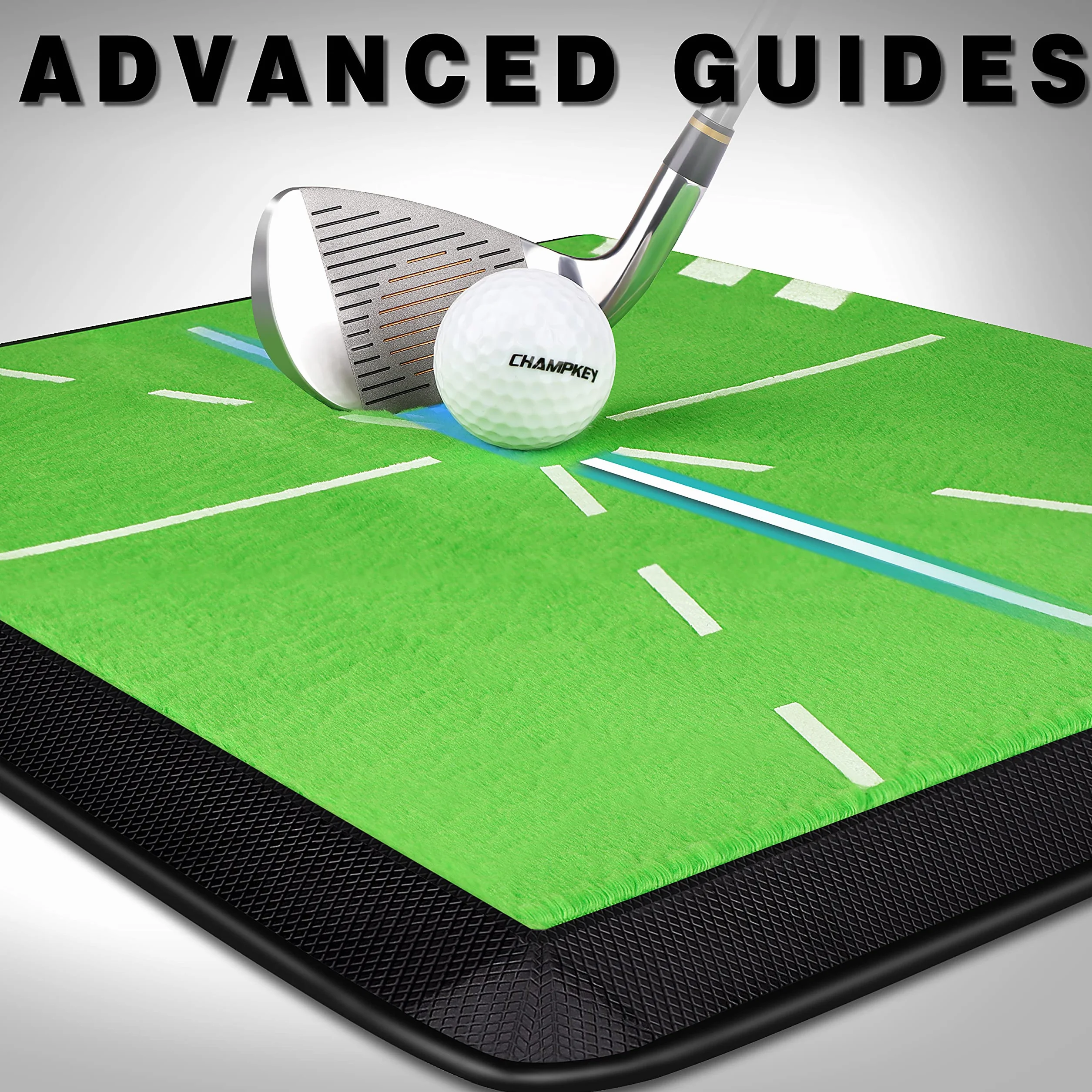 CHAMPKEY 20 cm x 43 cm Premium Impact mata golfowa ulepszona wersja | Path Feedback mata do ćwiczeń golfowych | zaawansowane prowadnice i gumowy spód mata do uderzania w golfa