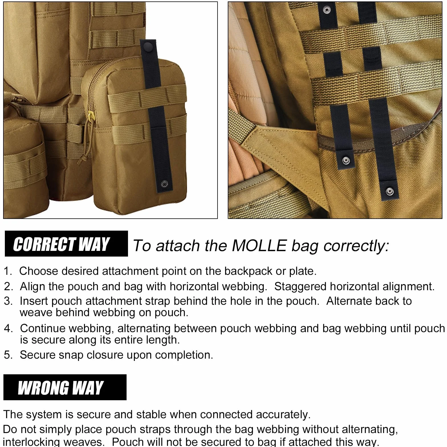 Paski MOLLE 8 Sztuk Nylon Pasek Mocujacy Wytrzymale Zatrzaskowy Klamra