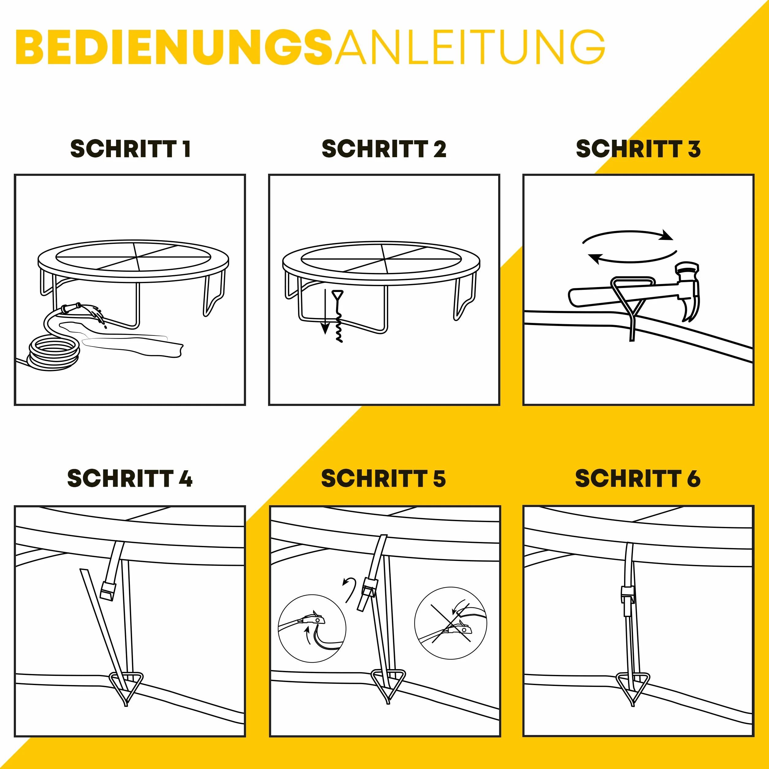 SCHMITZ.Tools Premium Erdanker Trampolin Set - Extra sichere Befestigung - Verstellbarer XXL-Gurt [2,50m] - Rostfrei