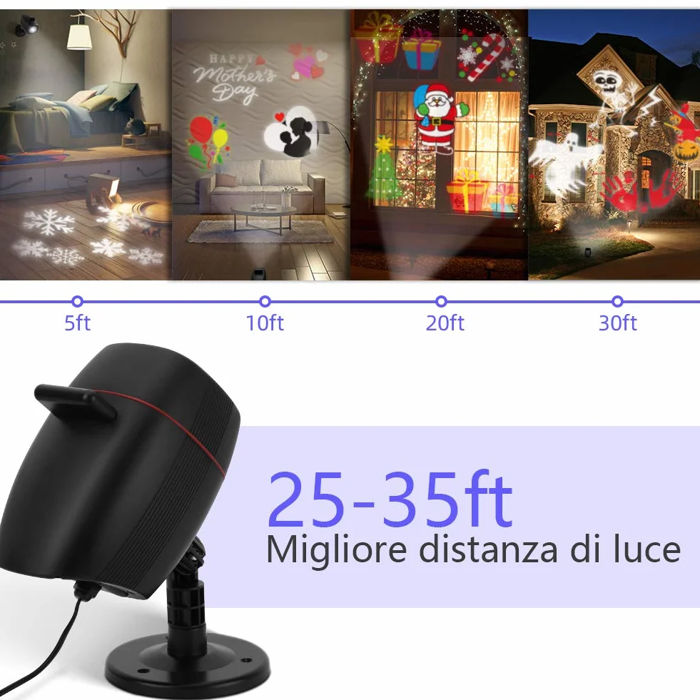 OUSFOT Świąteczne światła projektora LED IP65 16 slajdów HD