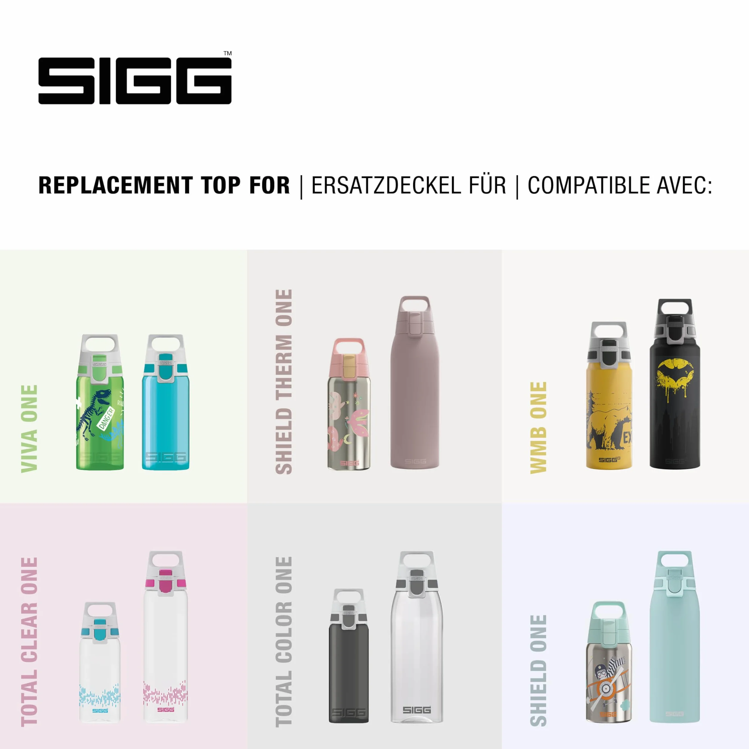 SIGG WMB ONE górne różowe zamknięcie (jeden rozmiar), część zamienna do butelki do picia SIGG, jednoręczna i szczelna nasadka zamykająca
