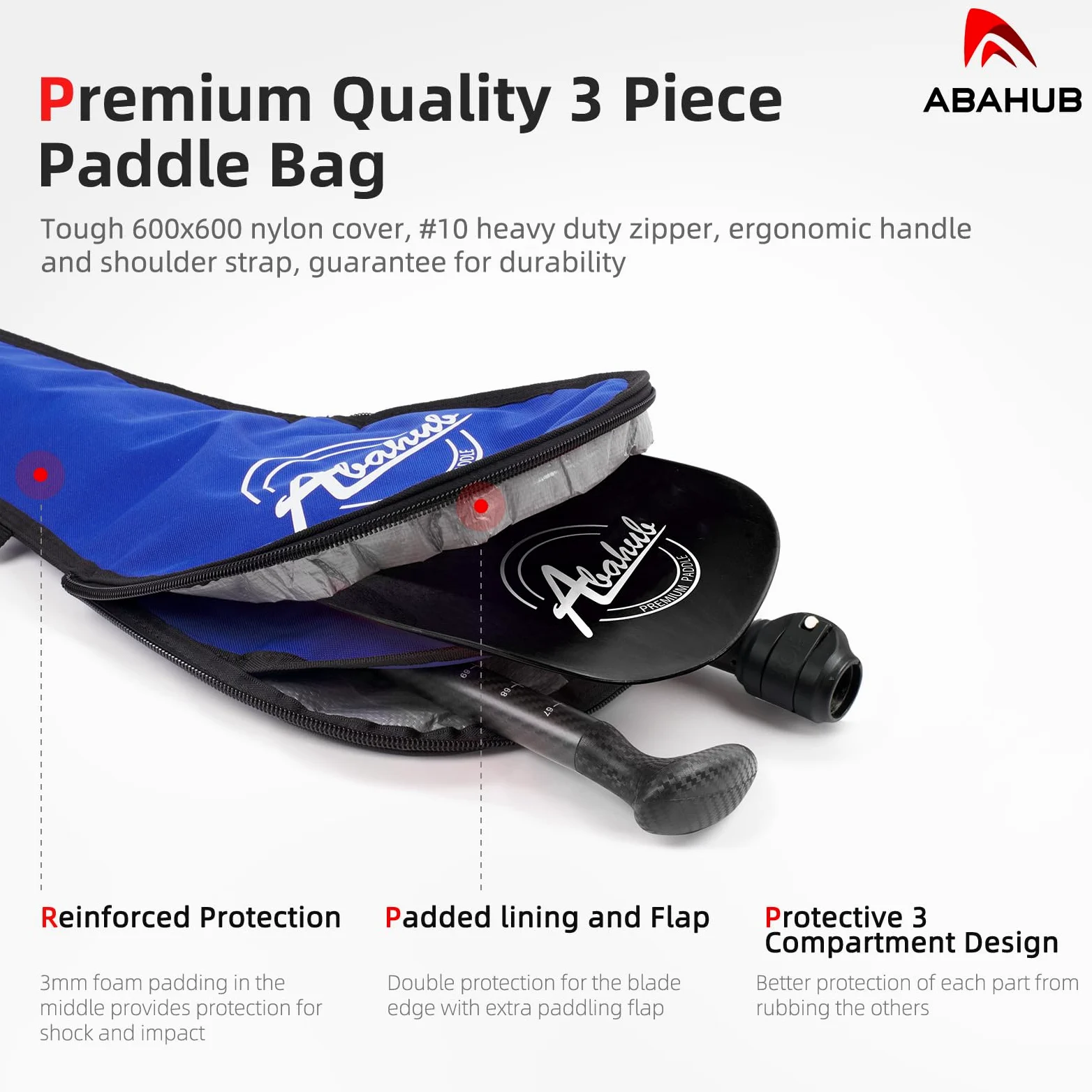Abahub Carbon Paddle z Paddlebag Sup Paddle Wysuwane 170-218 cm do deski surfingowej Sup Carbon Shaft, Blady plastik w nadruku fali Czarny/Szary/Niebieski/Pomarańczowy/Czerwony/Żółty