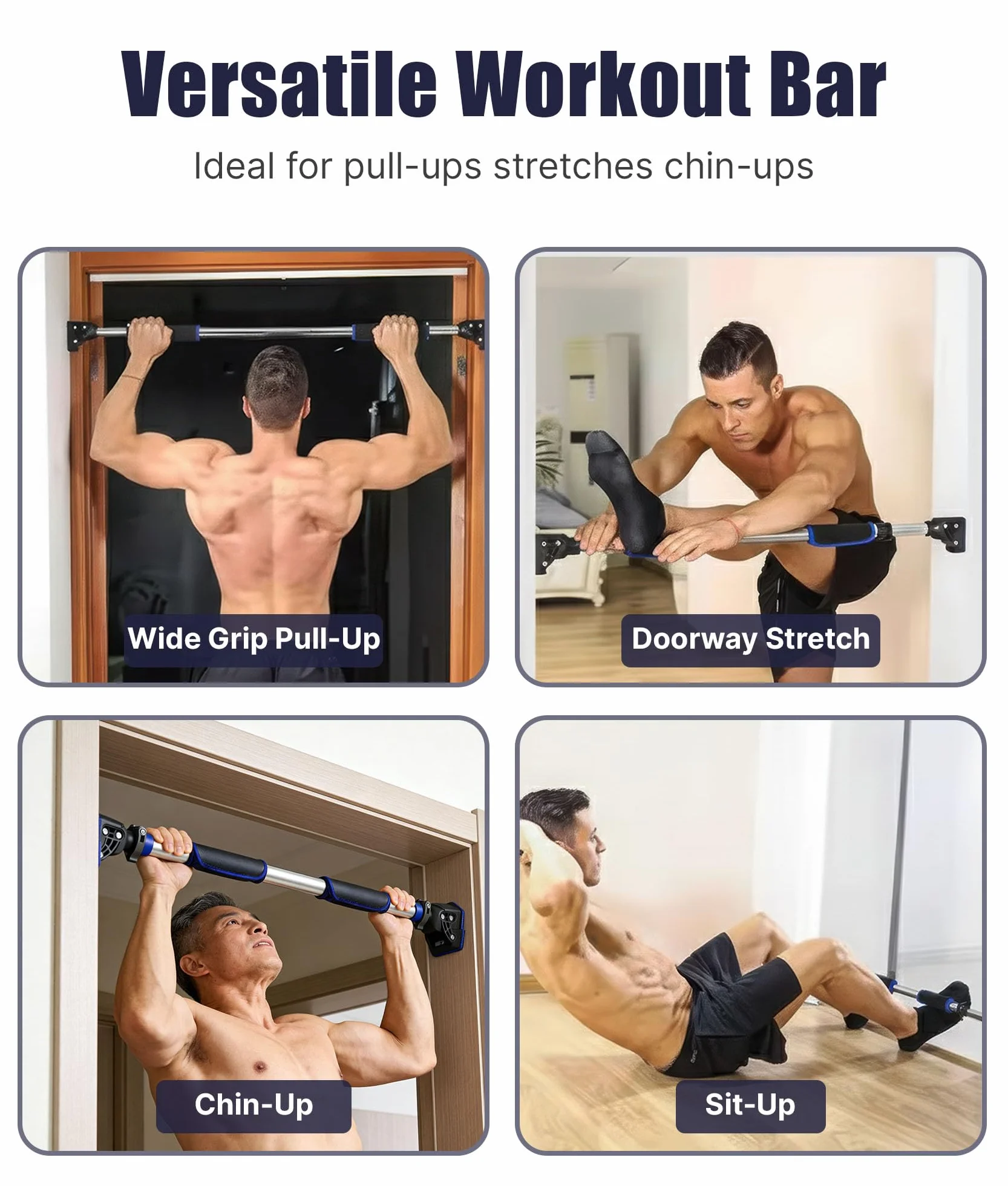 ROMIX Drążek do Podciągania, Wielofunkcyjny Bez Montażu Śrubowego Antypoślizgowe Podciągany Bar Drzwi dla Domu Siłownia Fitness i Trening Ciała