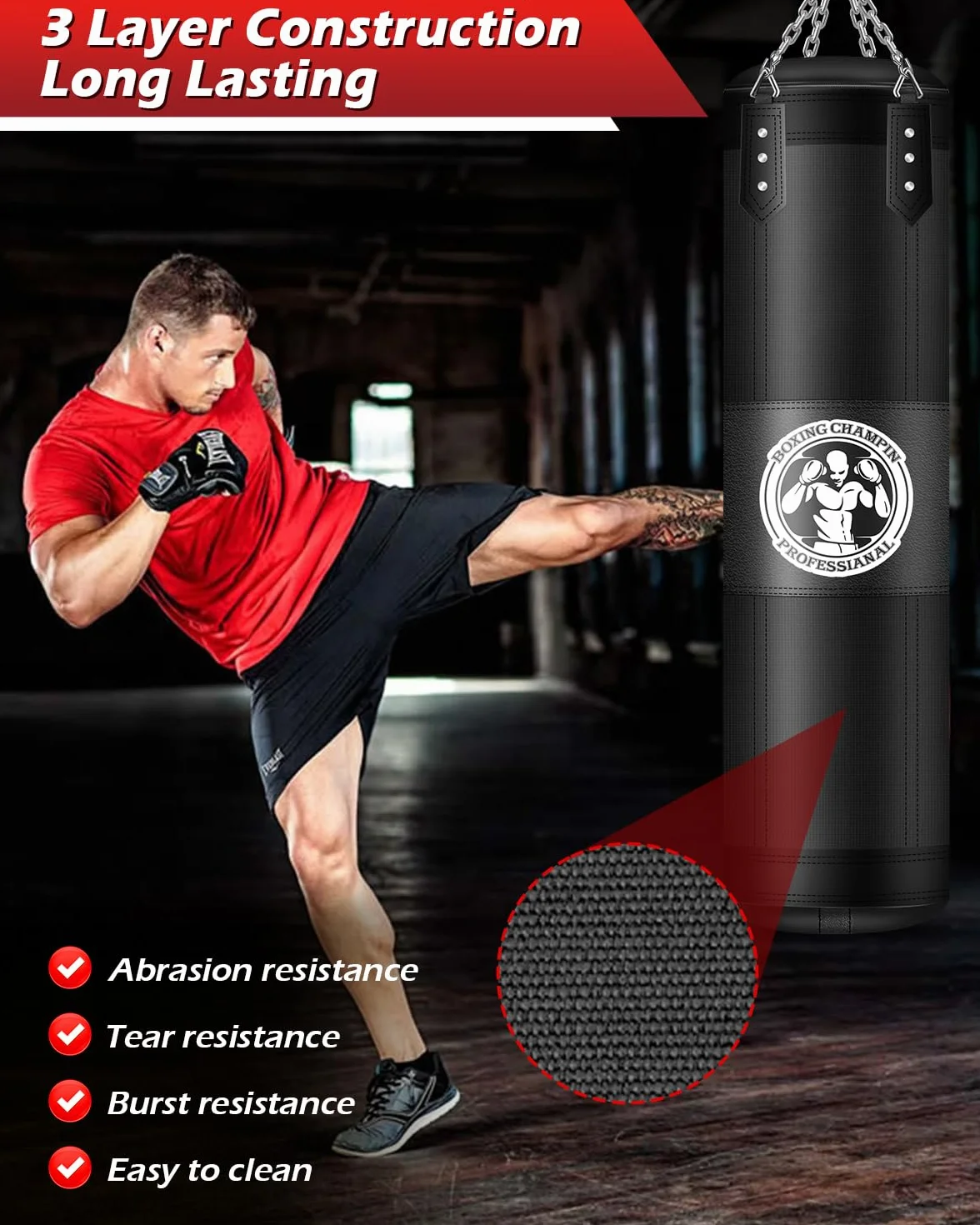 Ciężki worek bokserski MMA Kickboxing Karate Thai Fight Home Gym Taekwondo Trening