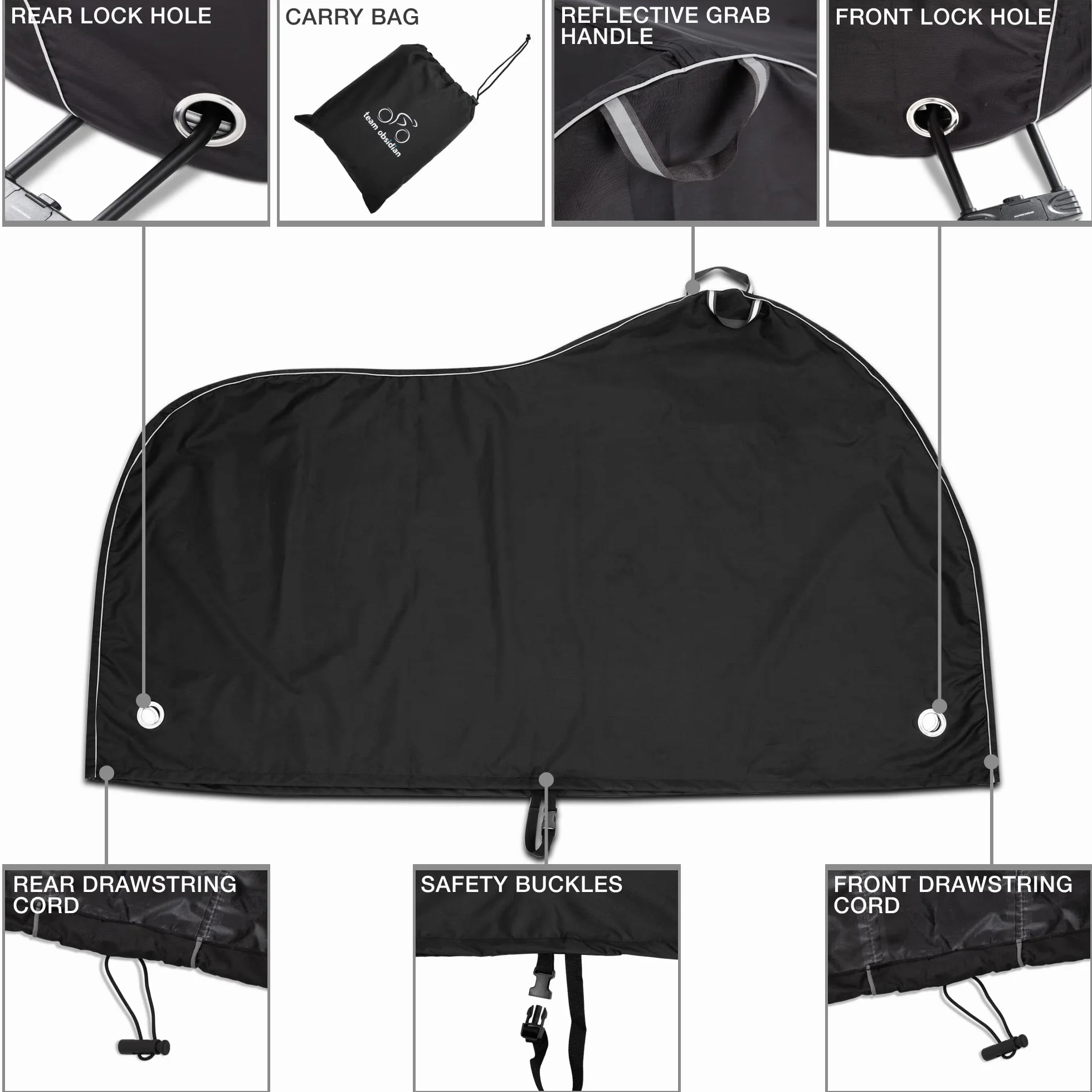TeamObsidian Pokrowiec na Rower - Wodoodporny do Przechowywania na Zewnątrz lub w Transporcie 1 Roweru - Wytrzymały Materiał Ripstop Namiot Rowerowy - Stała Ochrona na Pogody