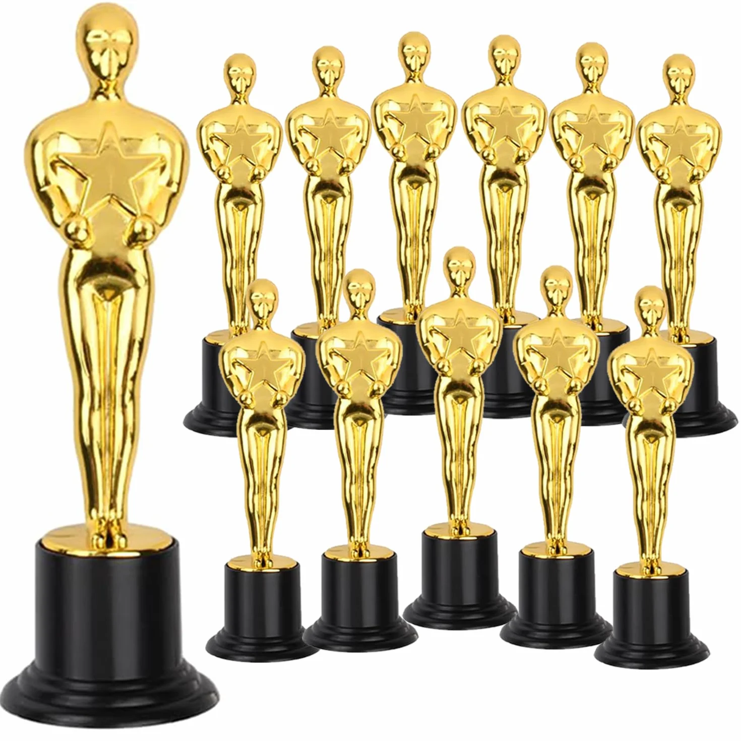 12 Złotych Trofeów Statuetki, Kawałki Trofeów Dla Dzieci, Mini Plastikowe Złoto Trofea, Plastikowe Trofea Piłka Nożna Dla Dzieci Sport, Piłka Nożna, Uroczystości, Imprezy, Nagrody Szkolne