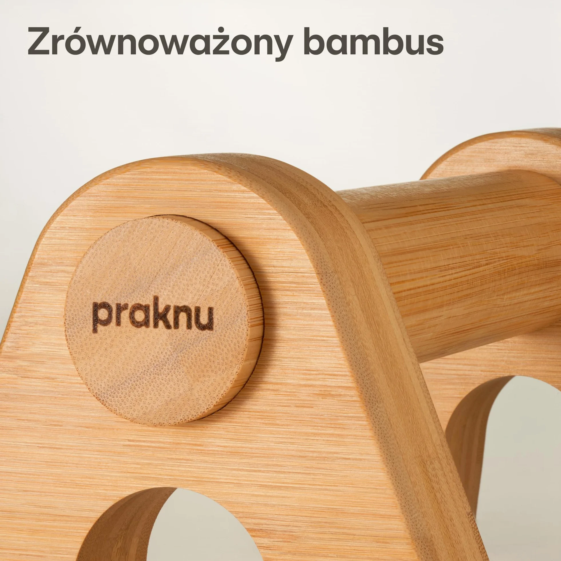 Praknu Bambusowe Uchwyty do Pomp - 2x Ergonomiczne & Antypoślizgowe Parallettes z Torbą - Uchwyty do Pomp dla Calisthenics, Handstandów i Pomp - Sprzęt Treningowy do Użytku Wewnętrznego i Zewnętrznego