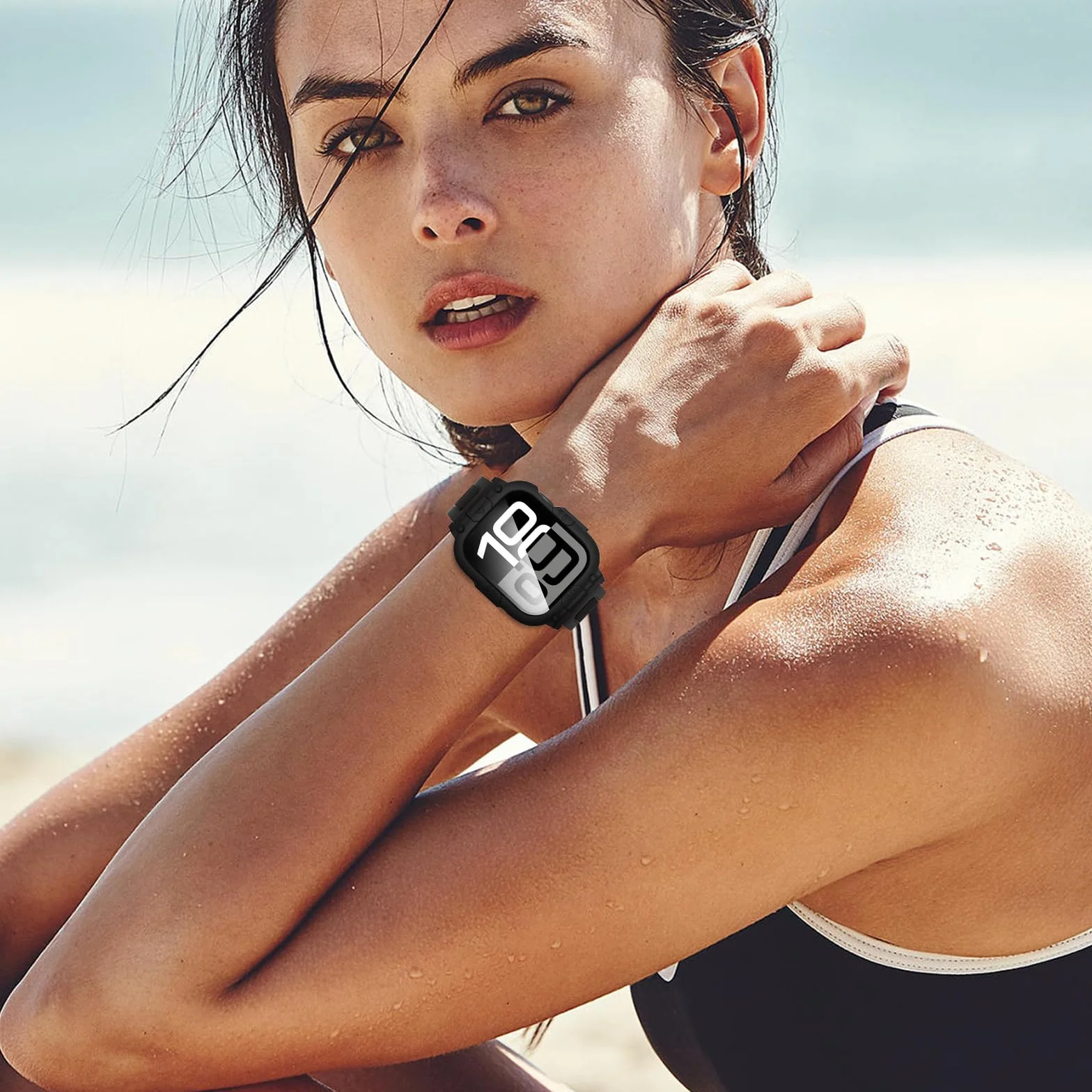 Neitra Wodoodporne etui 3 w 1 360° do zegarka Apple Watch Series 10, ochraniacz ekranu z paskiem, zapasowy pasek do zegarka sportowego, wytrzymałe ochronne etui ochronne do iWatch