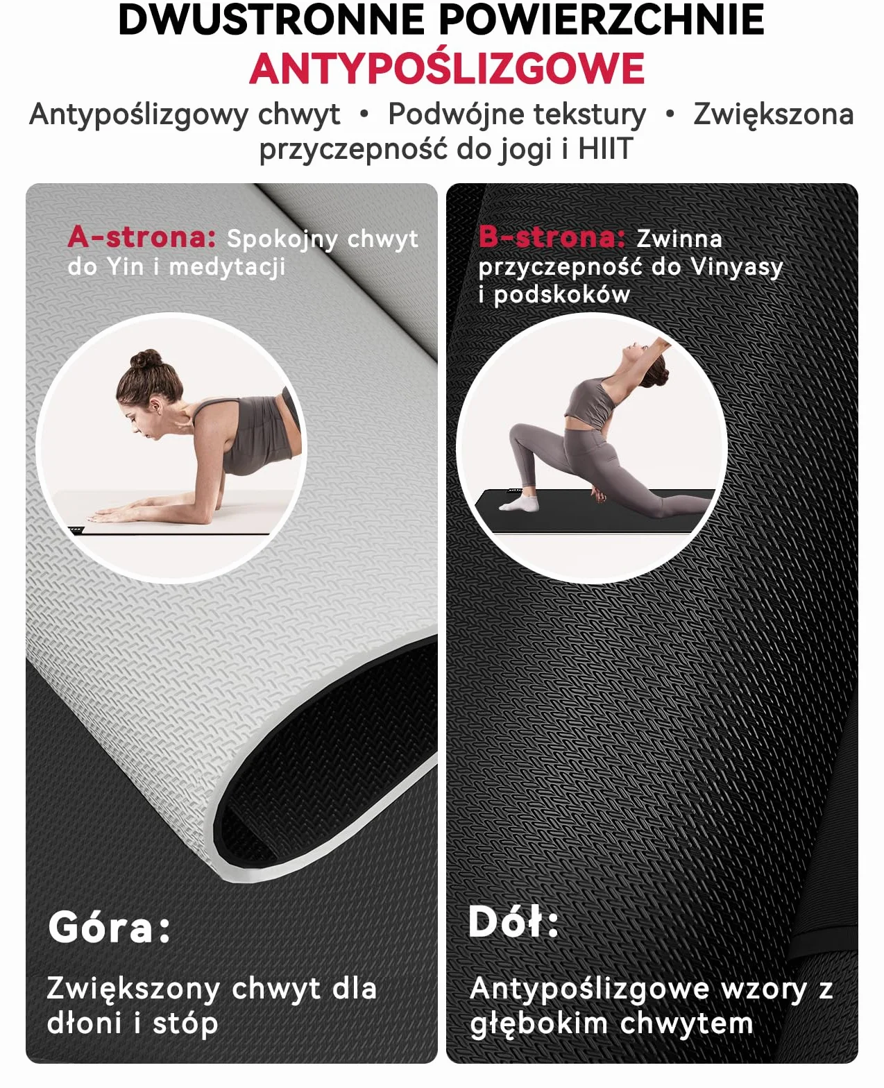 HAPBEAR Mata do jogi z kauczuku naturalnego 183x76cmx5mm, antypoślizgowa mata, z doskonałą amortyzacją do jogi i pilatesu, z torbą Oxford w zestawie