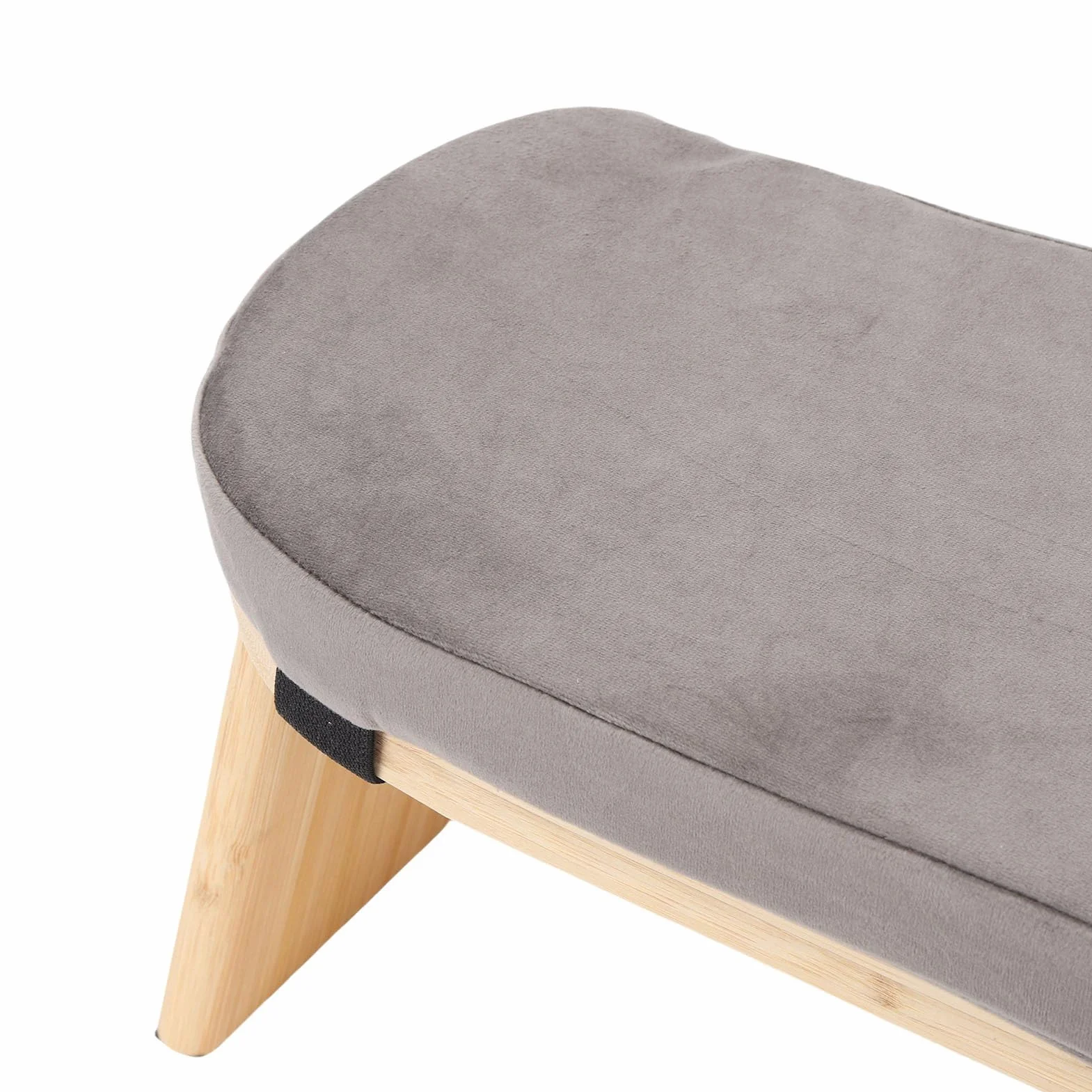 Pongnas Ergonomiczna Drewniana Ławka Medytacyjna Stołek Klęczący do Jogi z Miękką Poduszką Szary