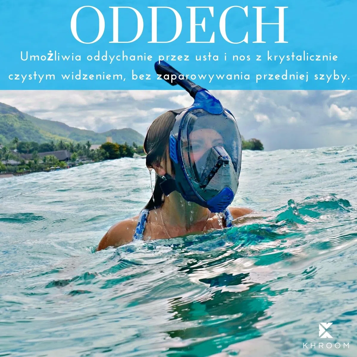 Khroom DEKRA bezpieczna maska ​​do snorkelingu pod względem CO2, pełna maska ​​| Seaview X - maska ​​do nurkowania dla dorosłych / dzieci | Sprzęt do snorkelingu