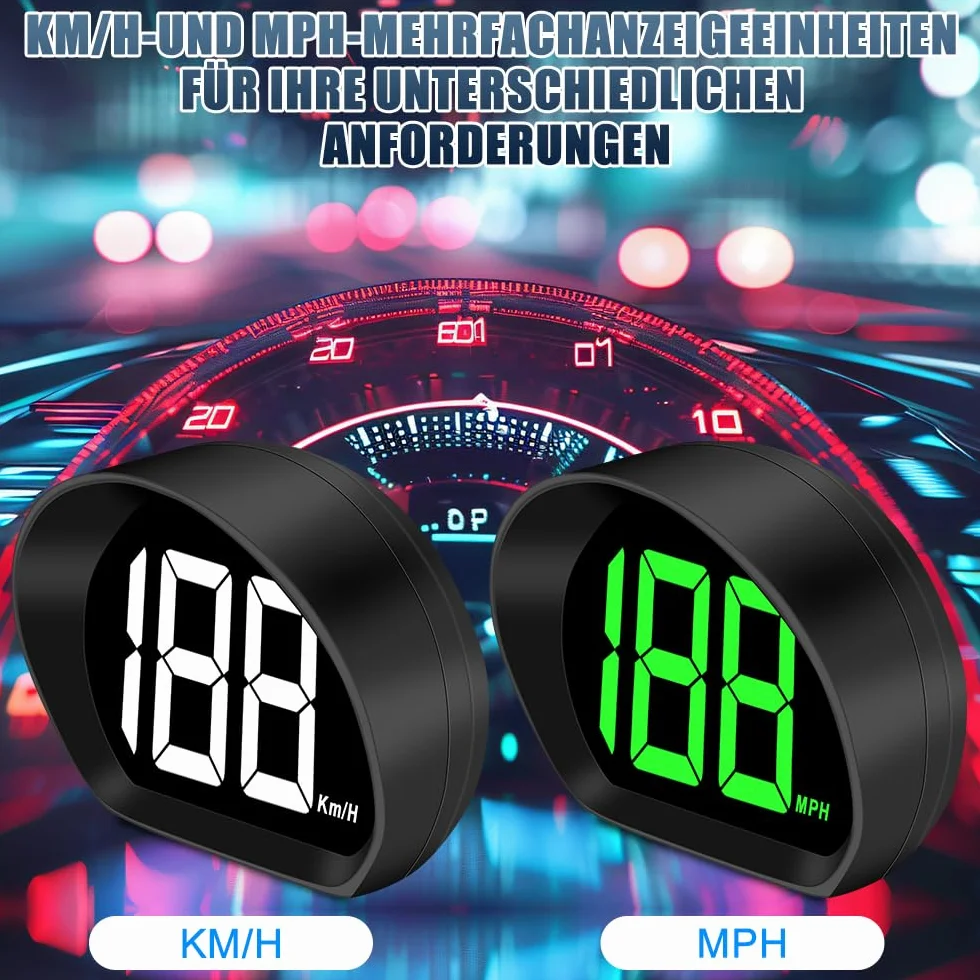 Cyfrowy speedometr, GPS tachometr HUD, cyfrowy miernik prędkości samochodu, duży wyświetlacz czcionki, zasilany przez USB, GPS, Beidou, podwójny chip do wszystkich pojazdów, przyłącze (biały