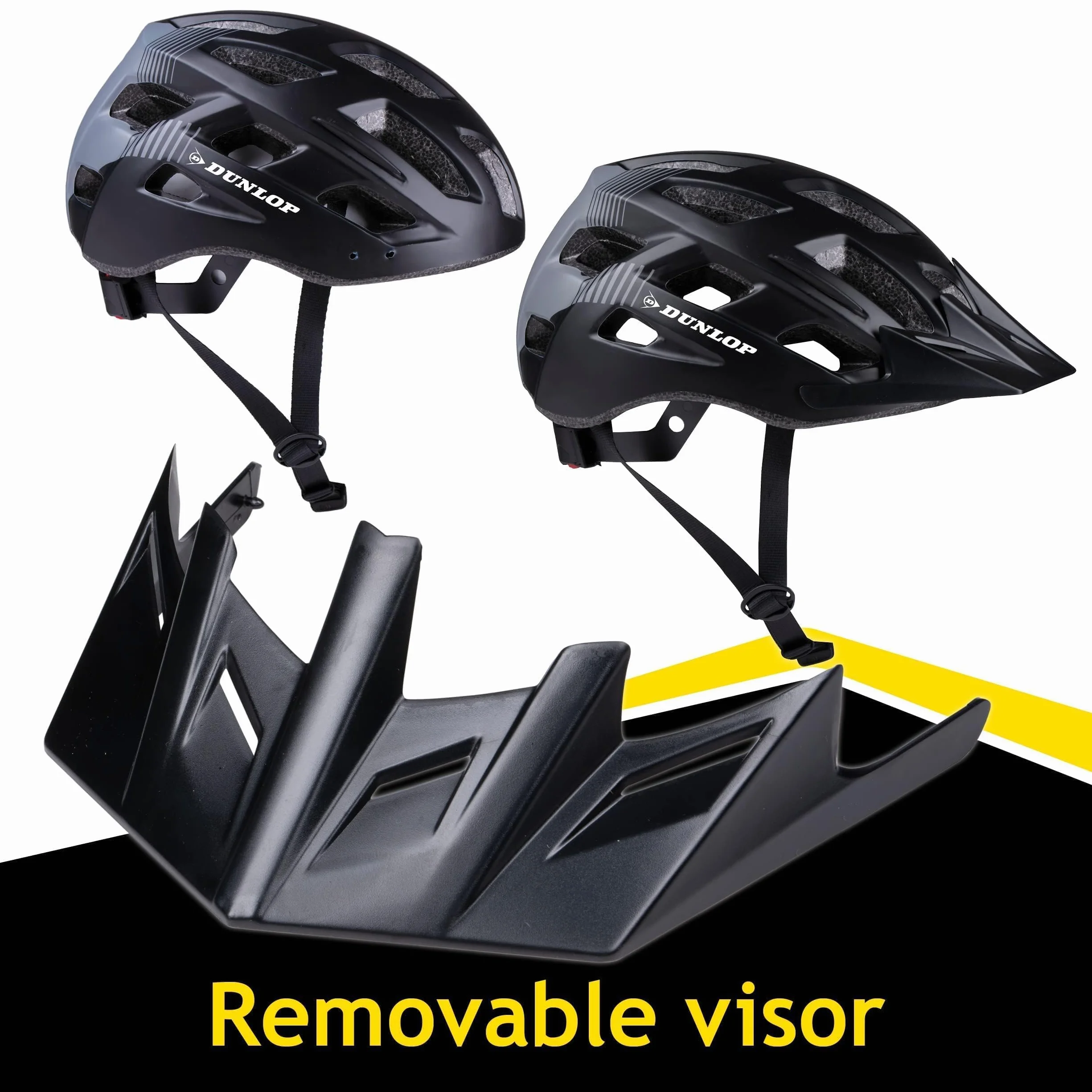 Kask rowerowy Dunlop regulowany 58-61 cm LED czarny