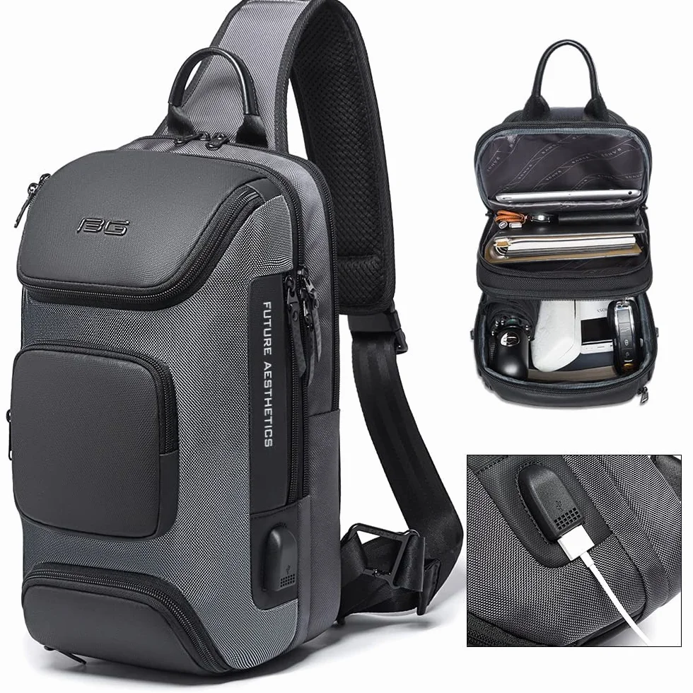 BANGE Torba na ramię, wodoodporna męska torba na klatkę piersiową, torby na ramię, plecak crossbody dla mężczyzn..