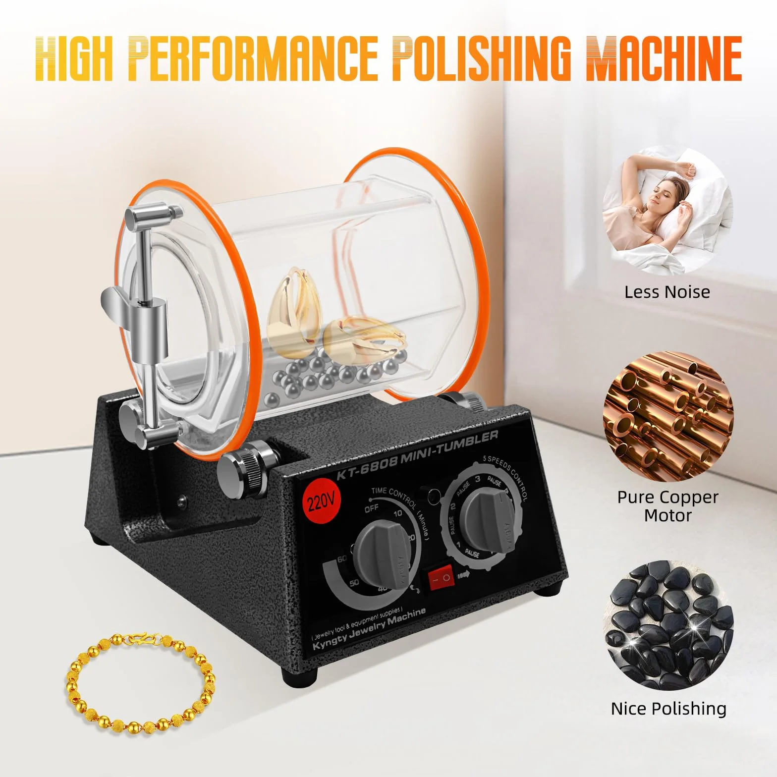 60 W Rotary Tumbler polerka do powierzchni 3 kg 4 prędkości z timerem